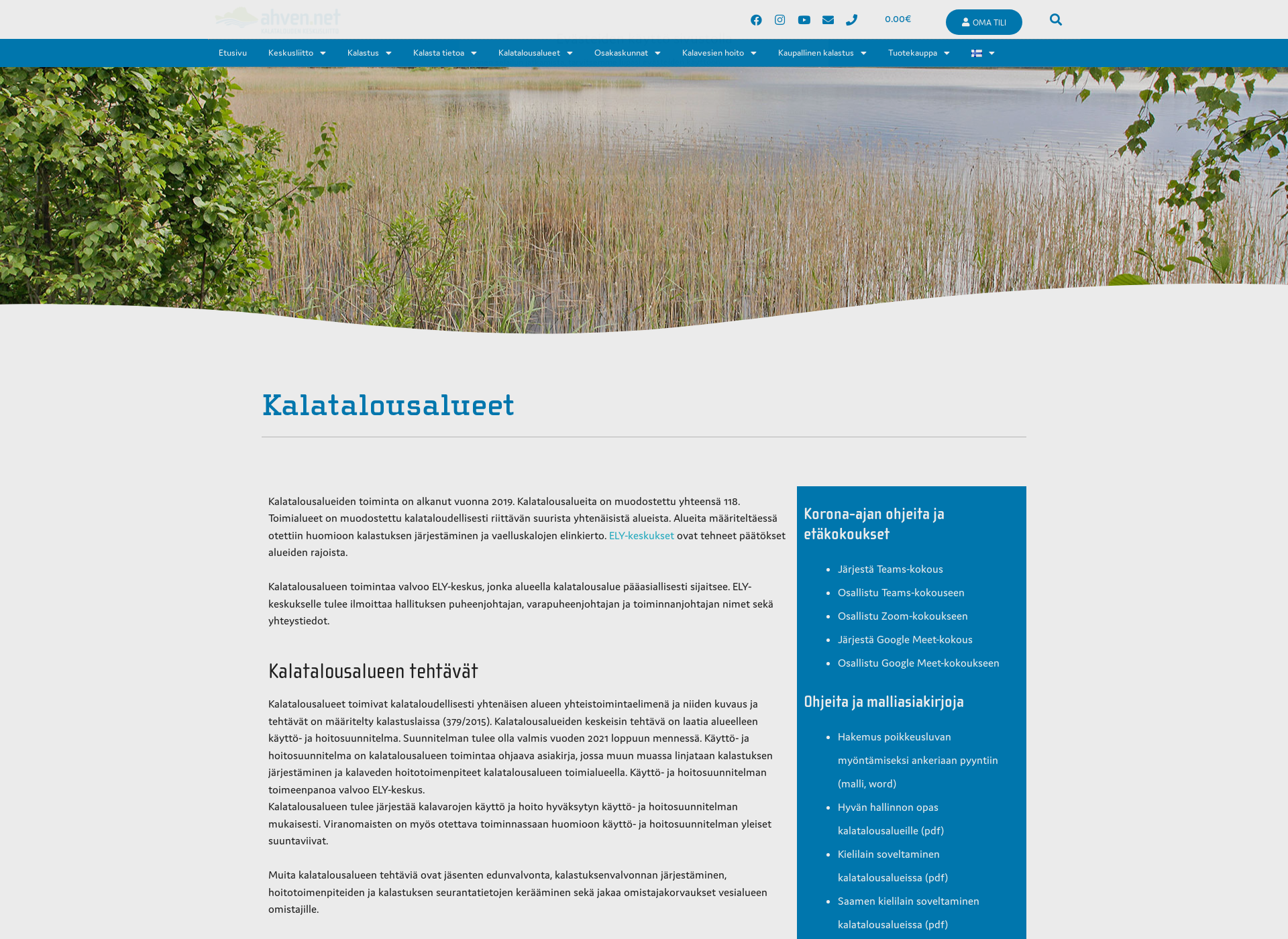 Skärmdump för kalatalousalue.fi