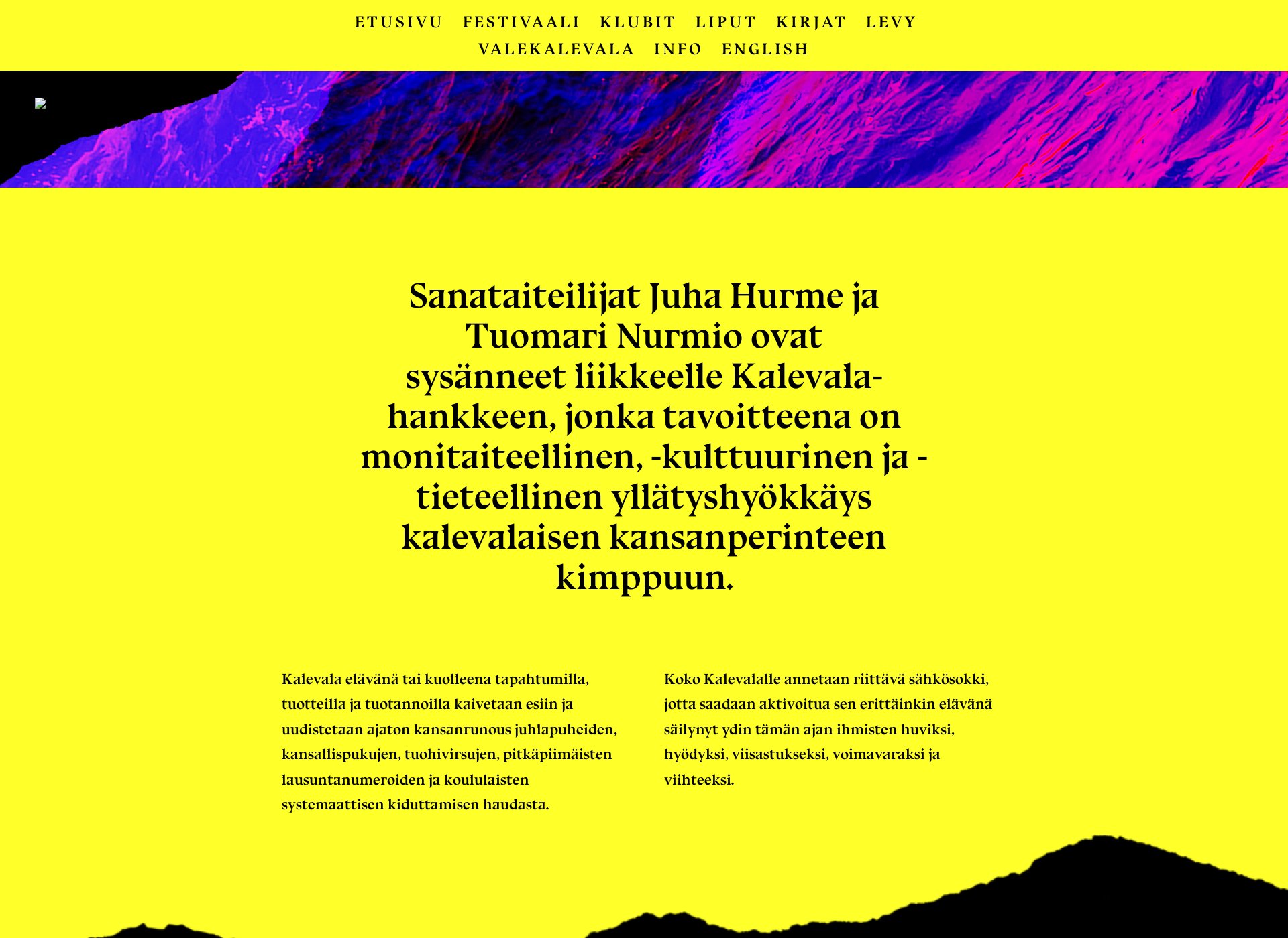 Skärmdump för kalevalafest.fi