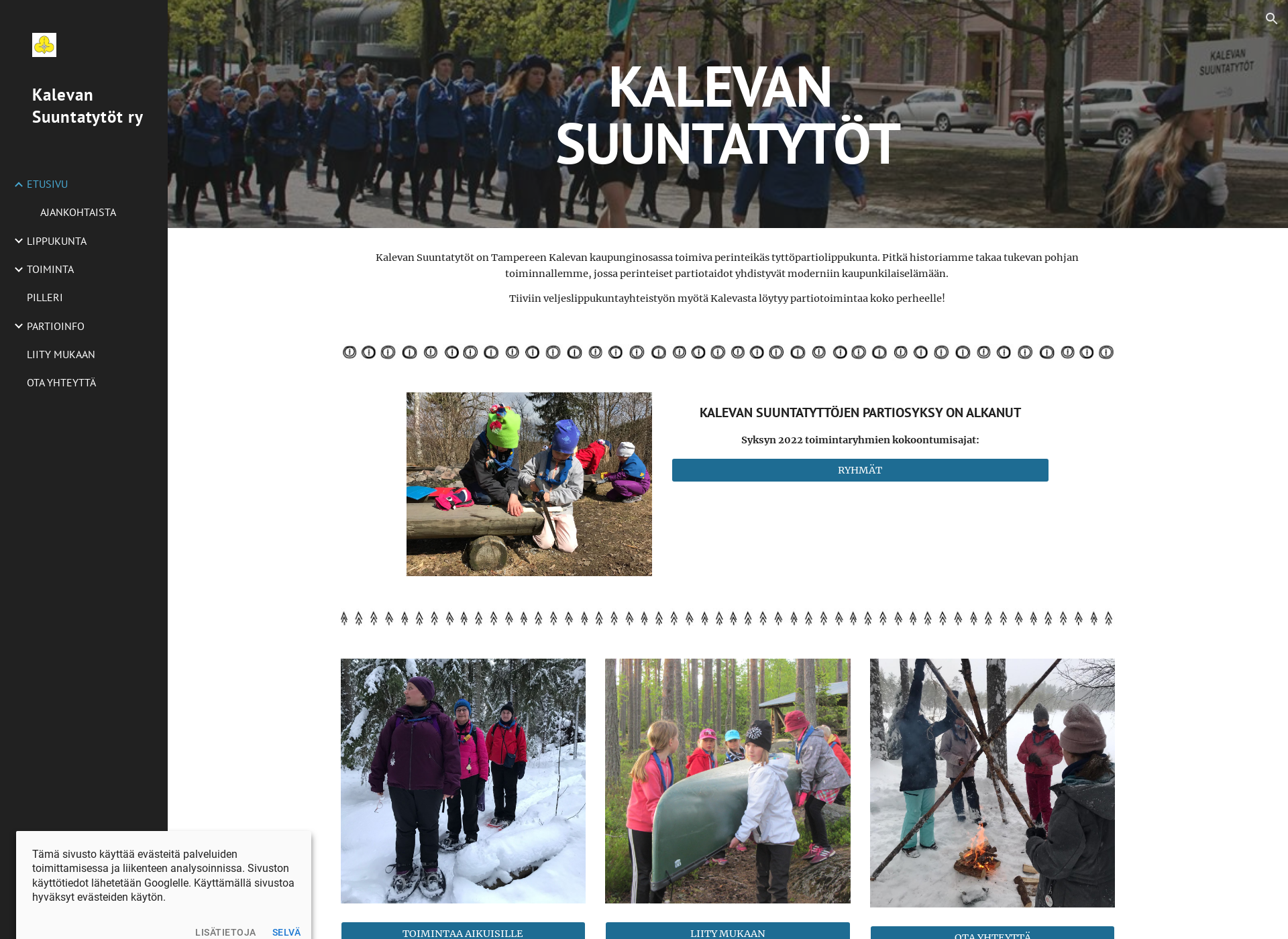 Skärmdump för kalevansuuntatytot.fi