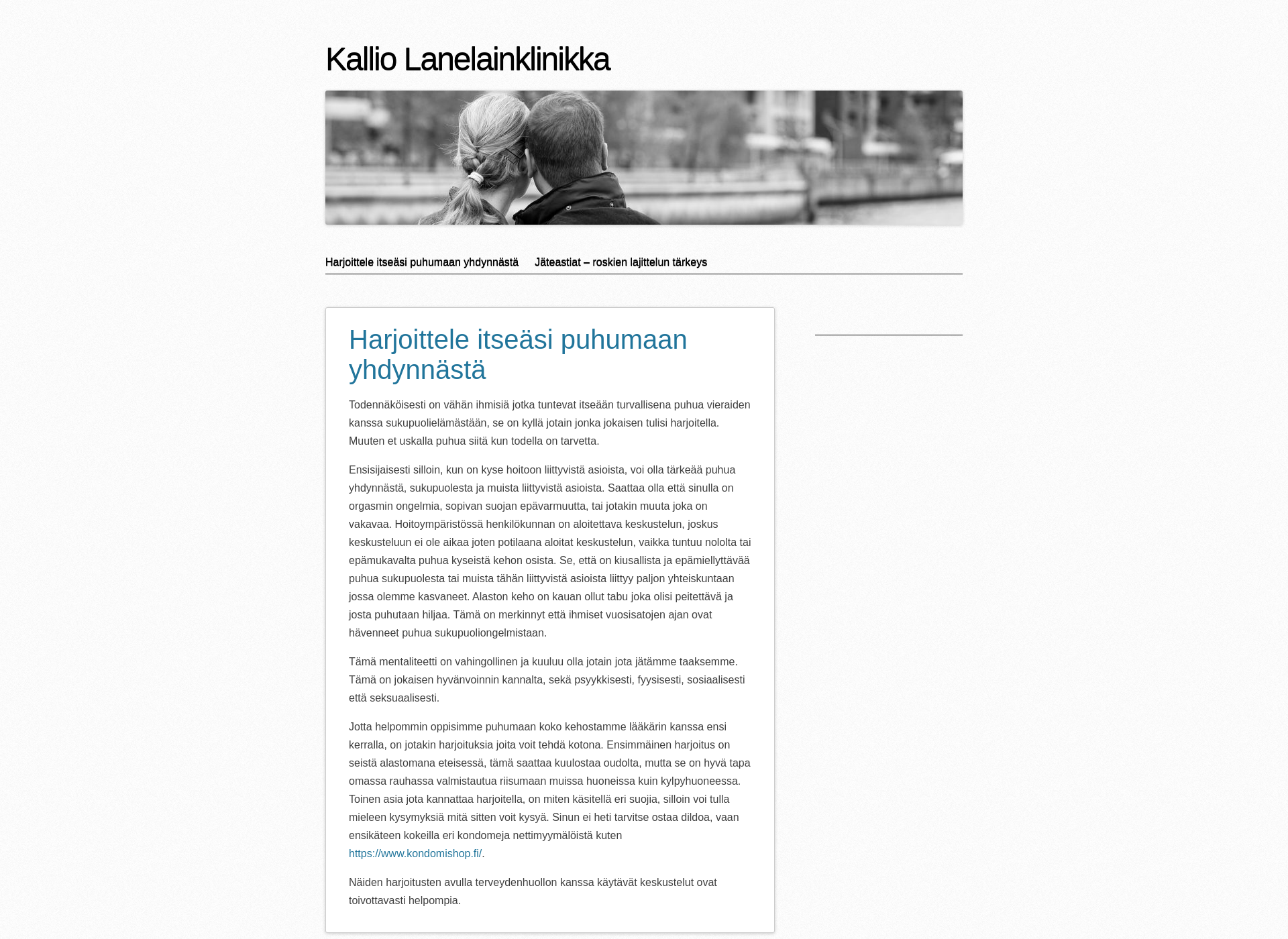Skärmdump för kalliolanelainklinikka.fi