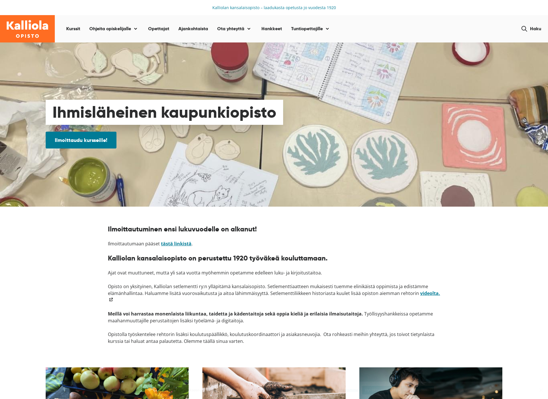 Näyttökuva kalliolankansalaisopisto.fi