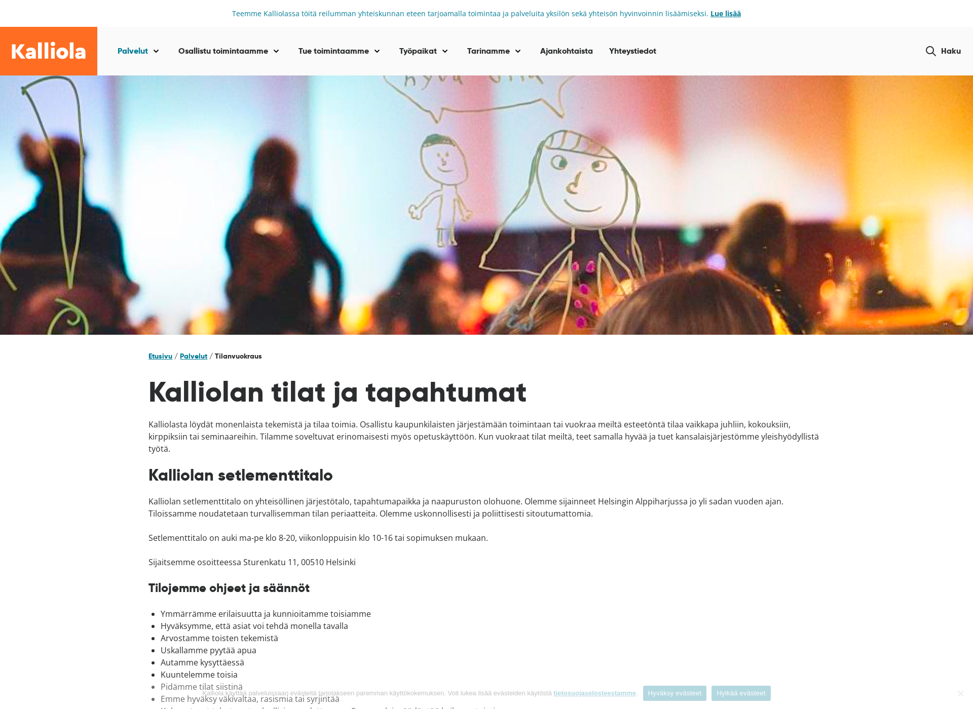 Screenshot for kalliolansetlementtitalo.fi