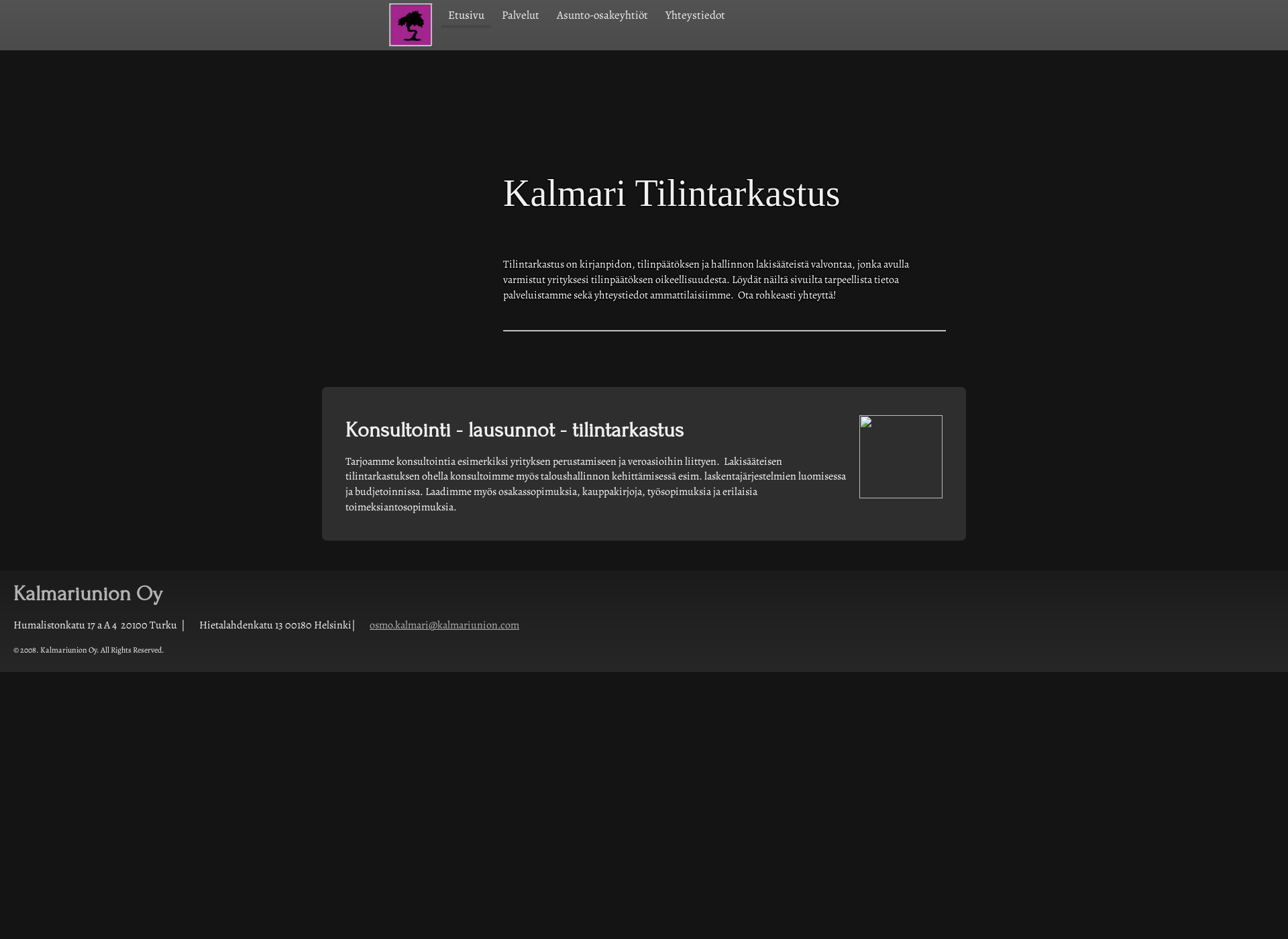 Skärmdump för kalmaritilintarkastus.fi
