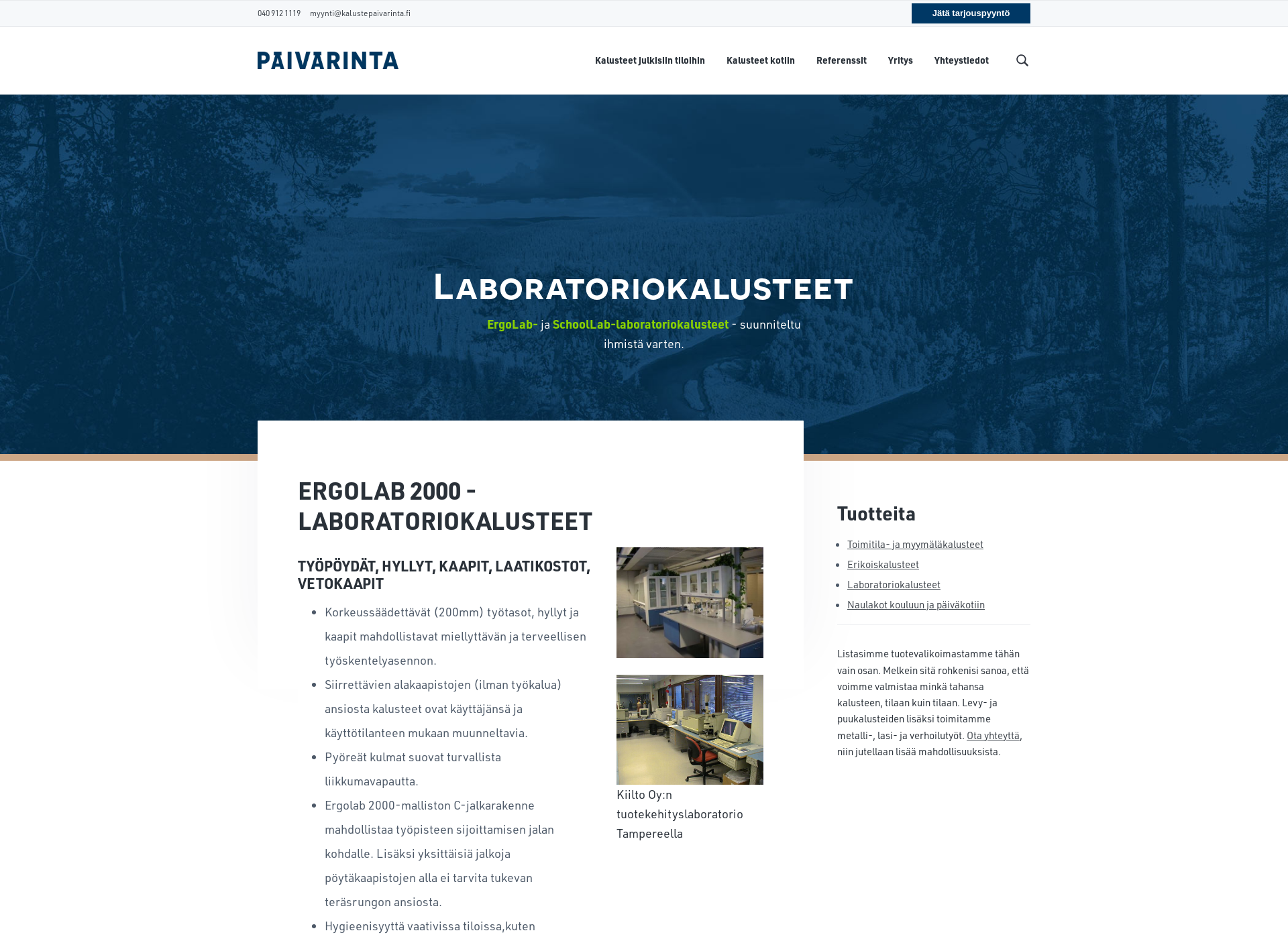 Skärmdump för kalusteprojektit.fi