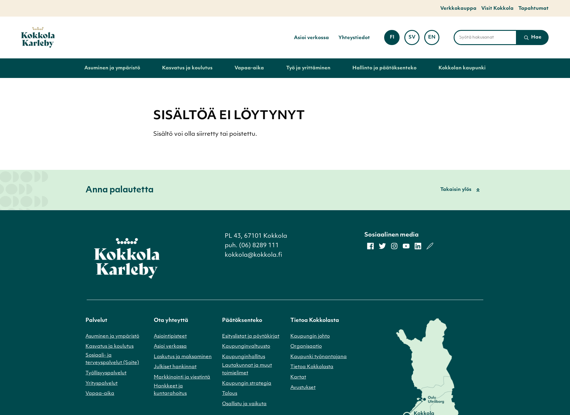 Skärmdump för kalvia.fi