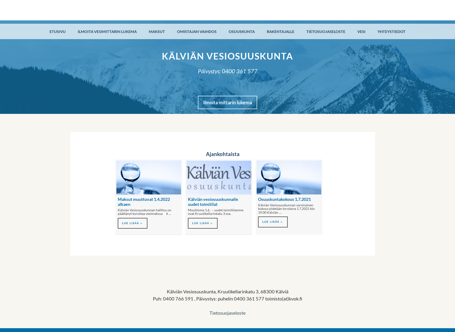 Screenshot for kalvianvesi.fi