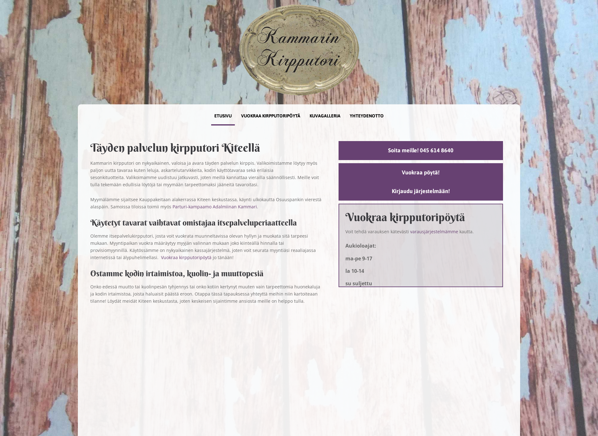 Screenshot for kammarinkirpputori.fi