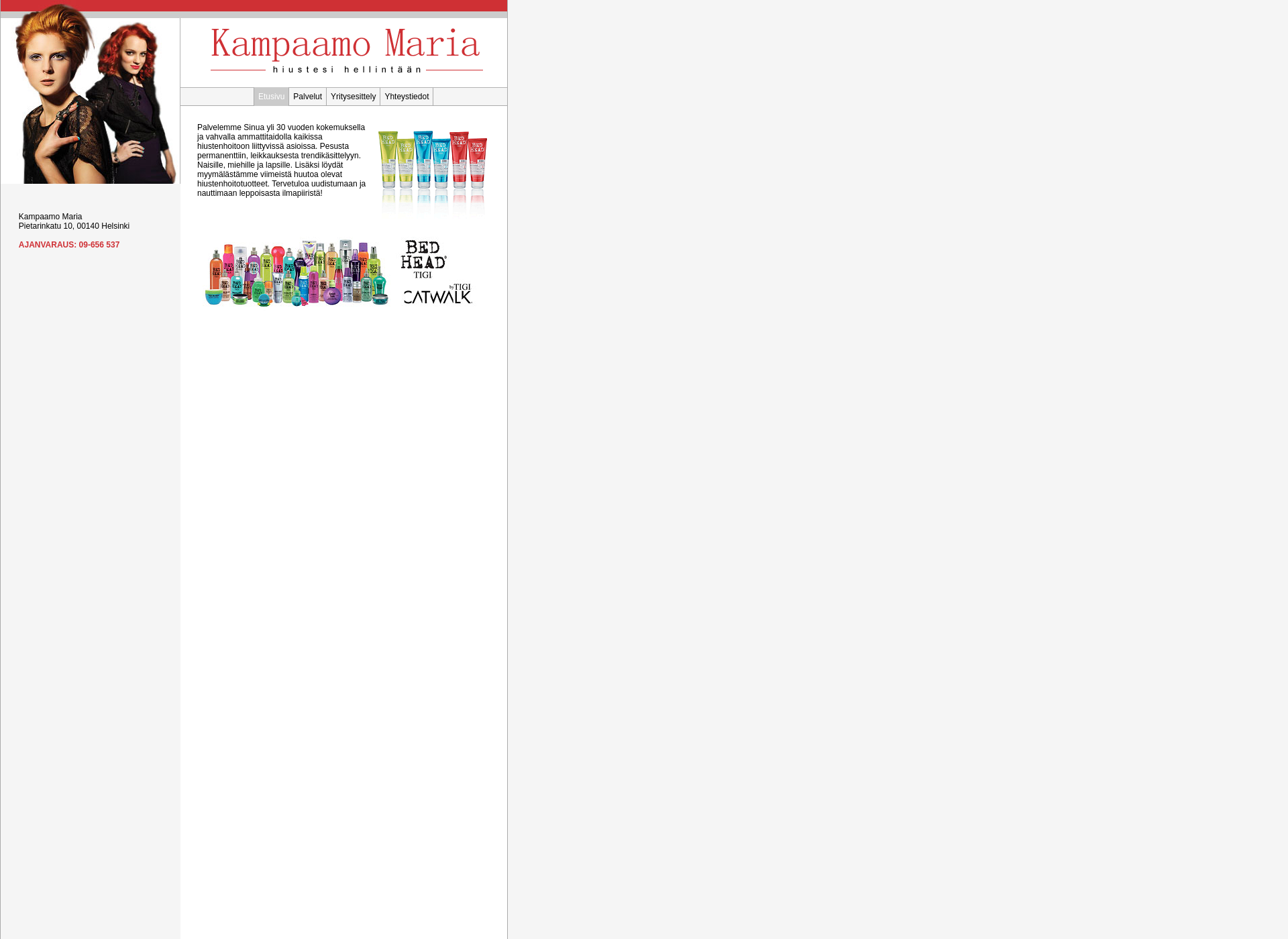 Skärmdump för kampaamomaria.fi