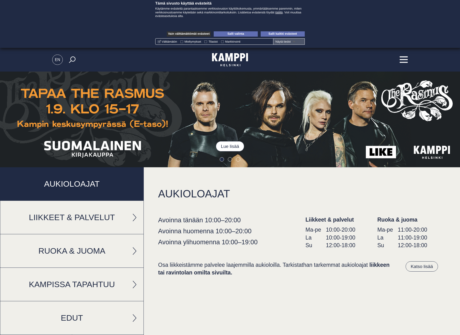 Skärmdump för kampinkortteli.fi