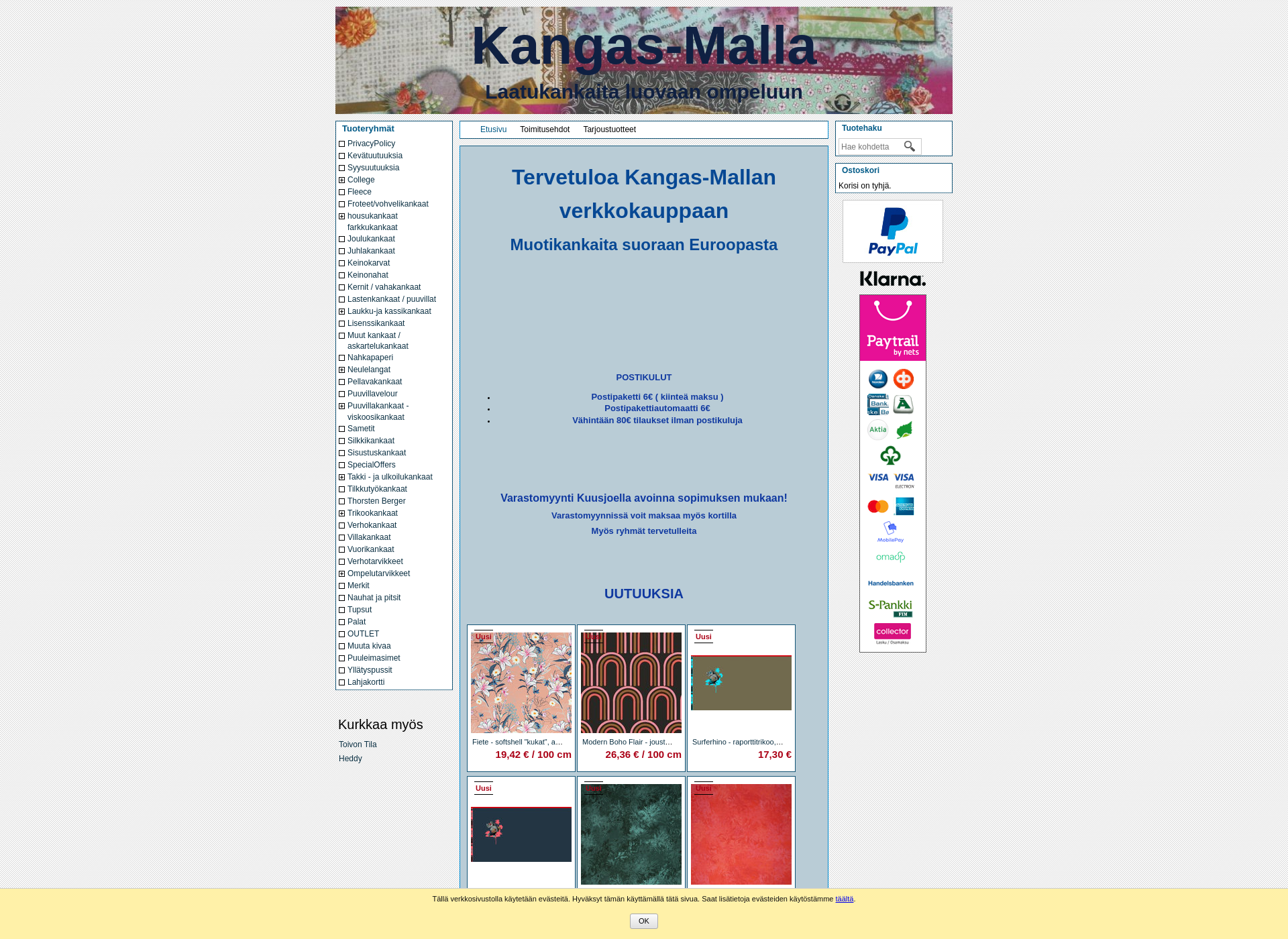 Skärmdump för kangas-malla.fi