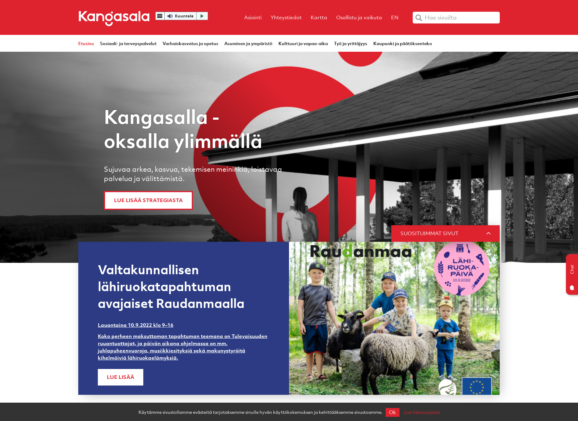 Skärmdump för kangasala.fi
