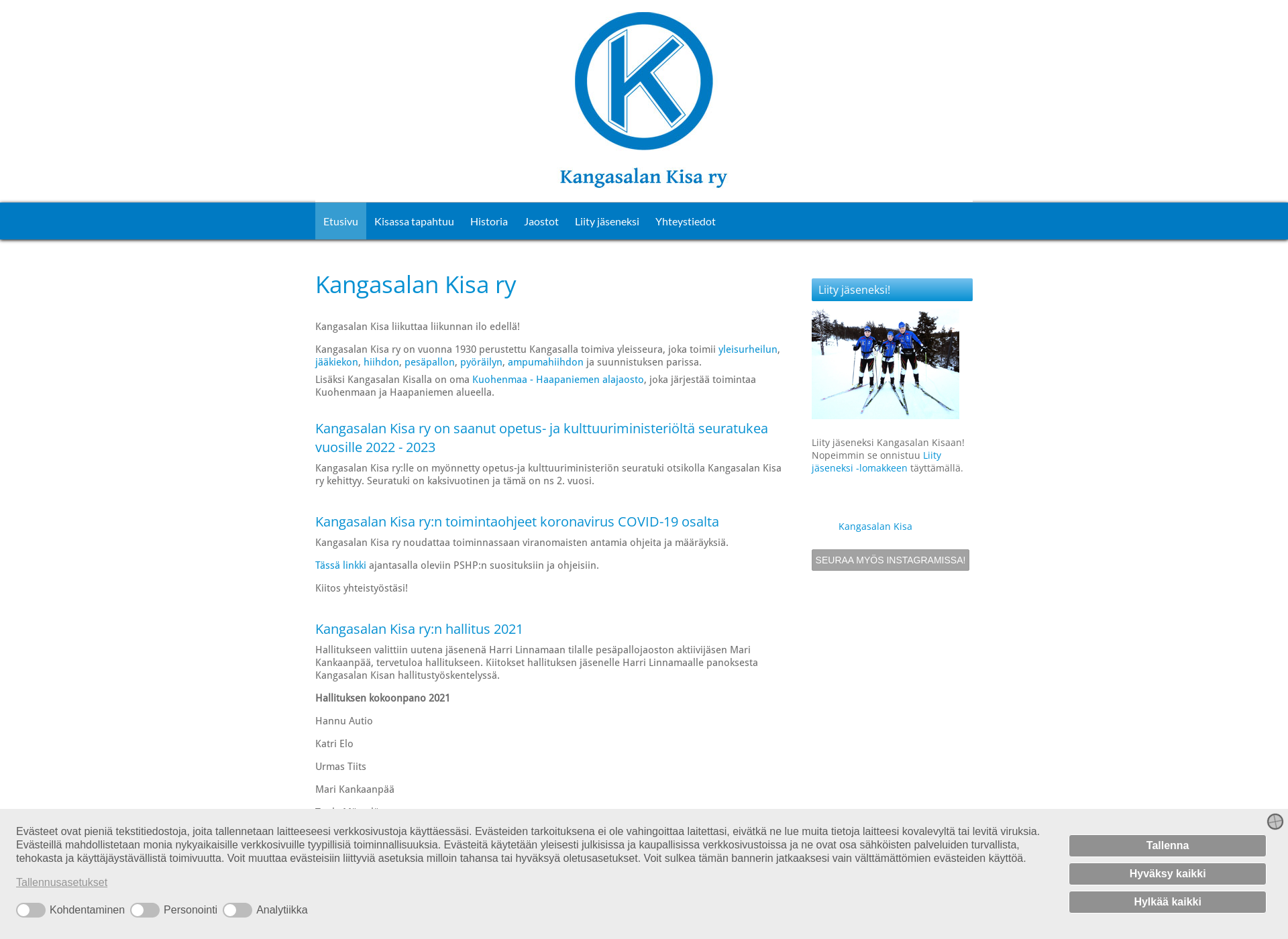 Skärmdump för kangasalankisa.fi