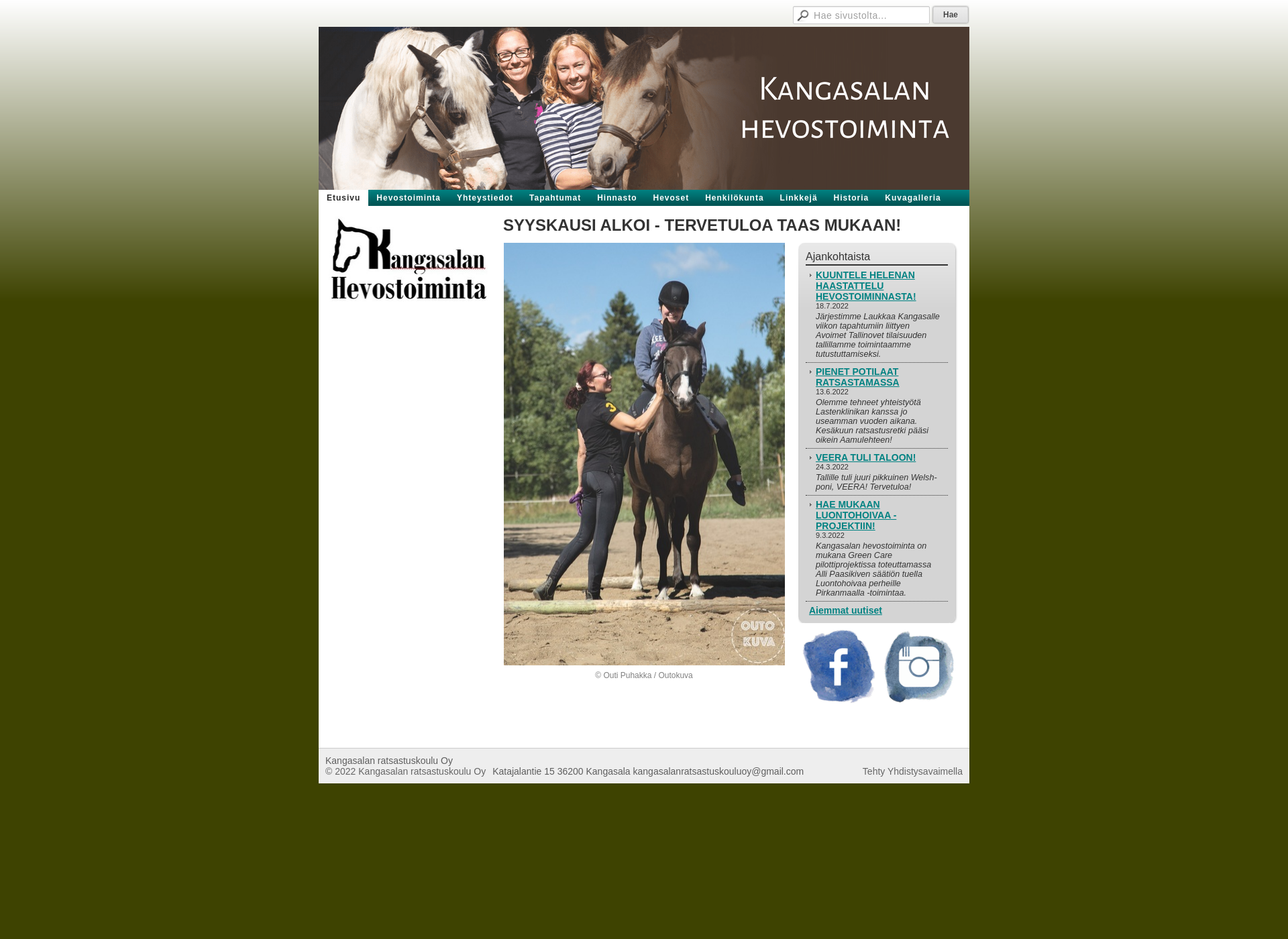 Skärmdump för kangasalanratsastuskoulu.com