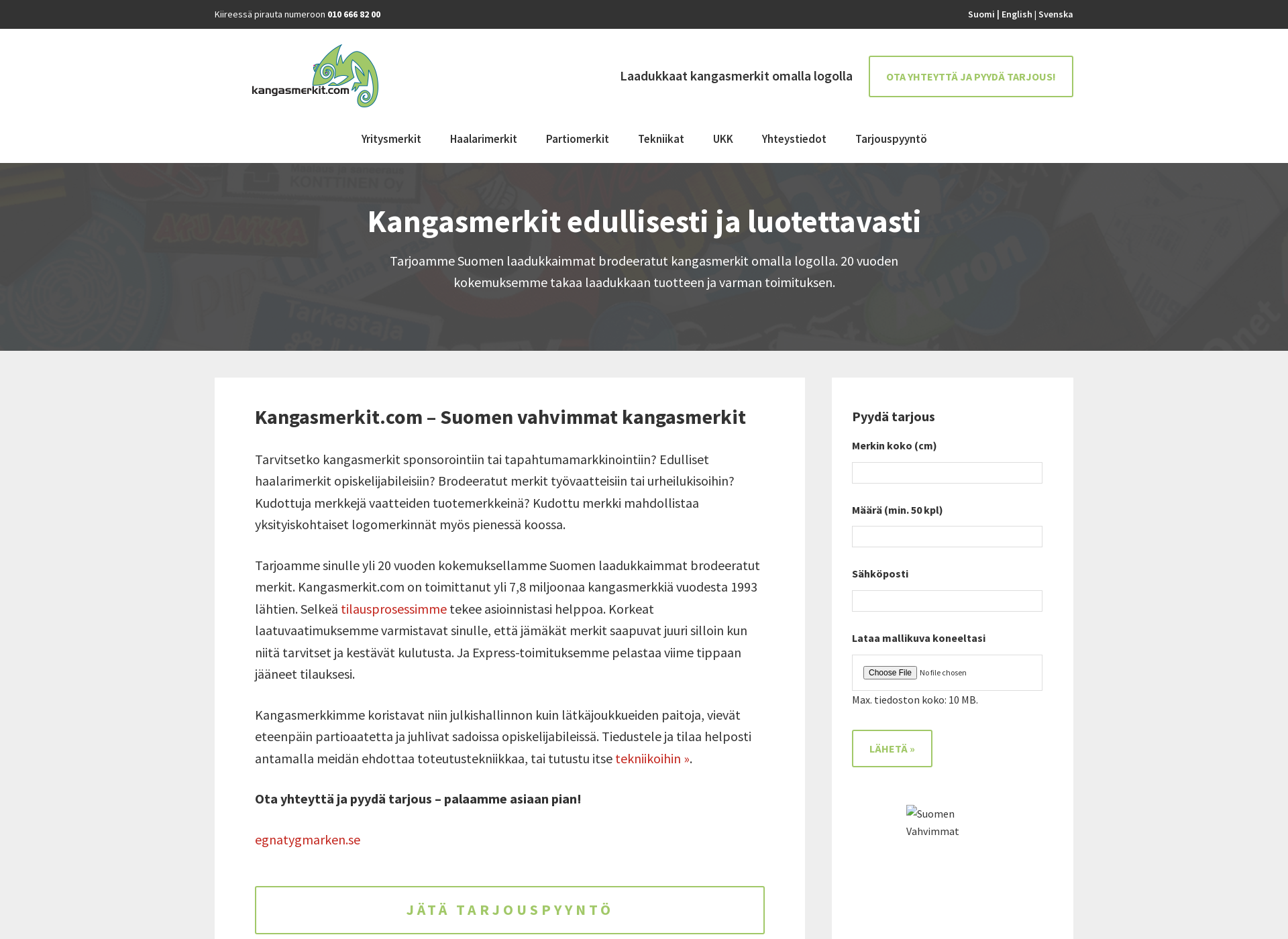 Screenshot for kangasmerkki.fi