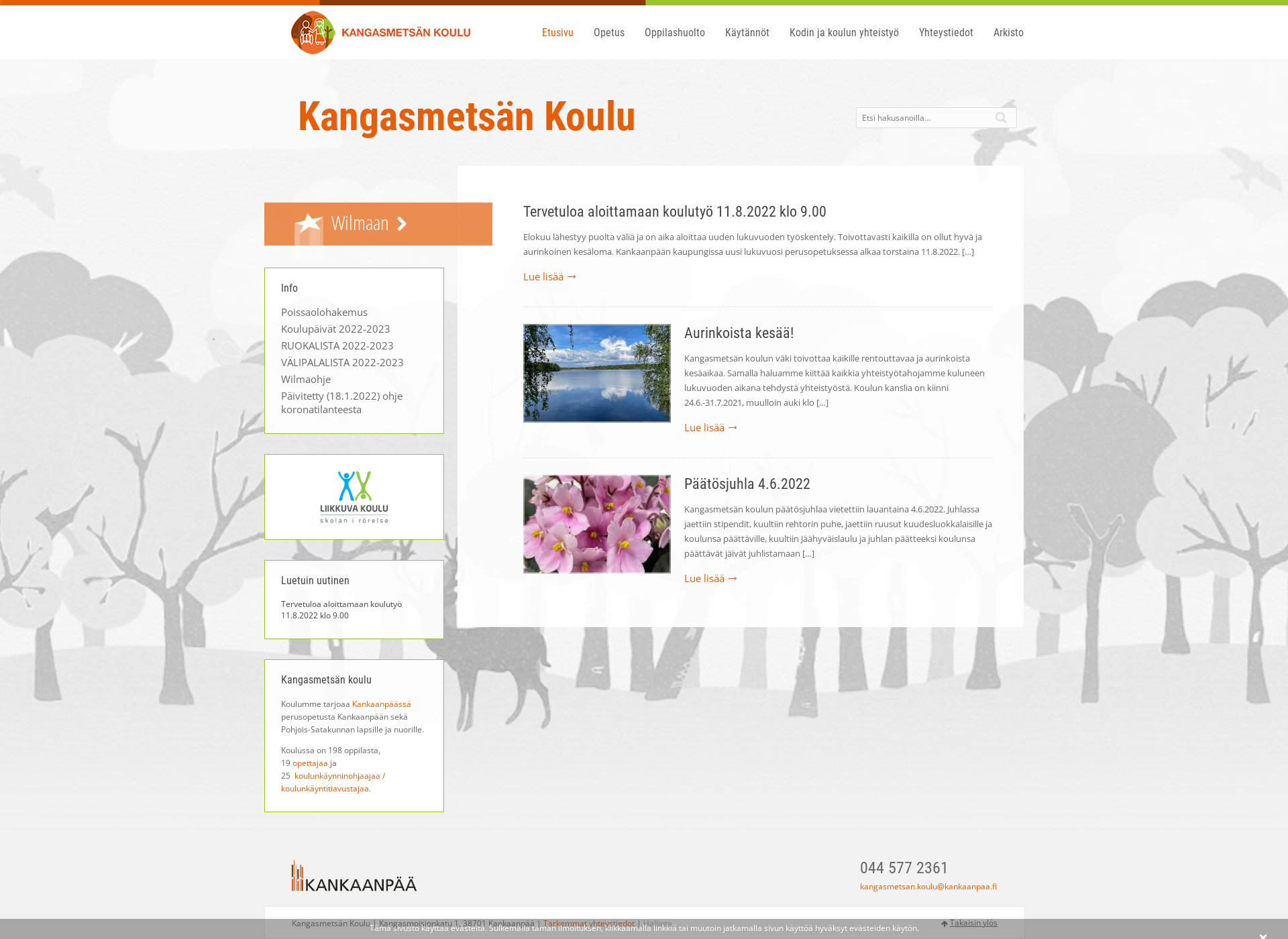 Skärmdump för kangasmetsa.fi
