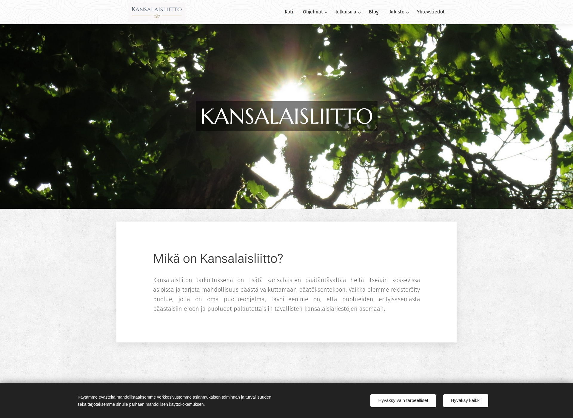 Skärmdump för kansalaisliitto.fi