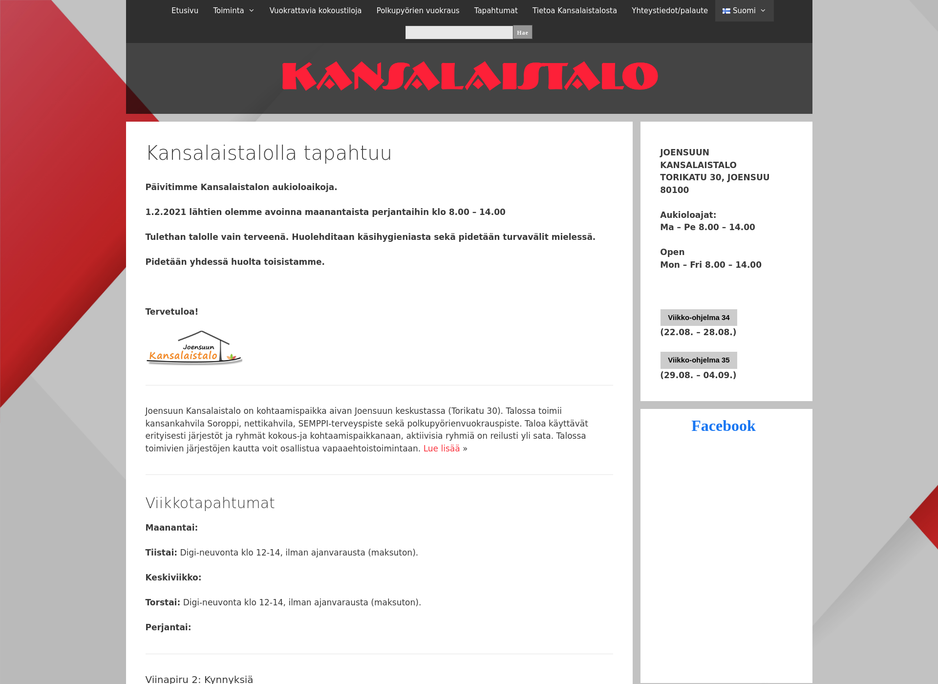 Skärmdump för kansalaistalo.fi