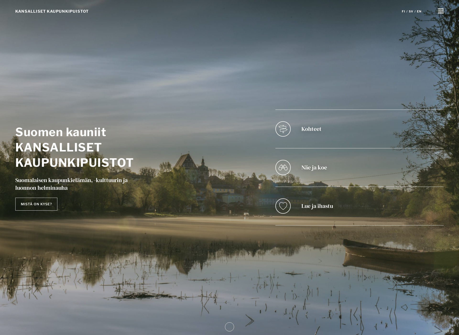 Skärmdump för kansallisetkaupunkipuistot.fi