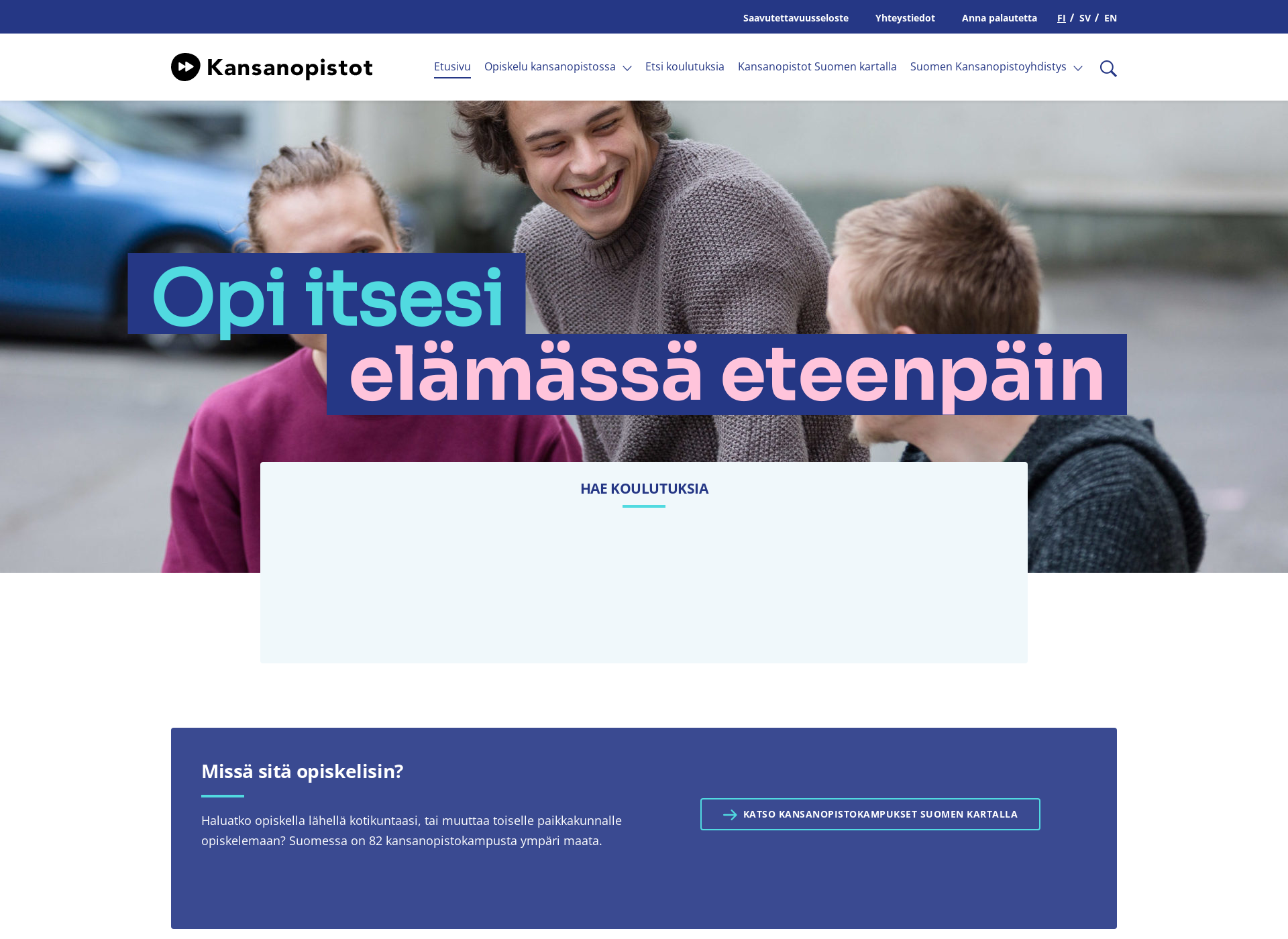 Skärmdump för kansanopistot.fi