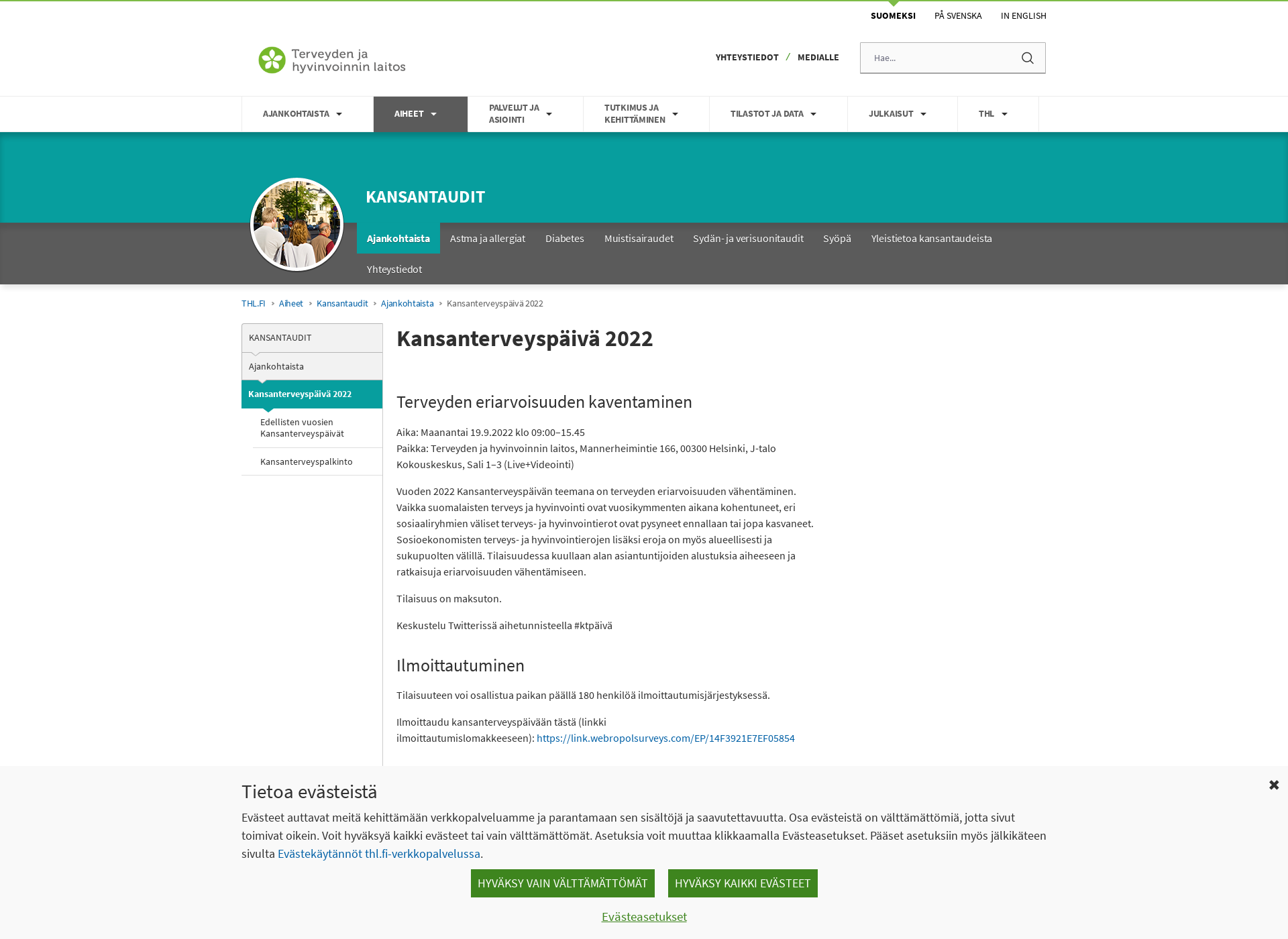 Screenshot for kansanterveyspaivat.fi