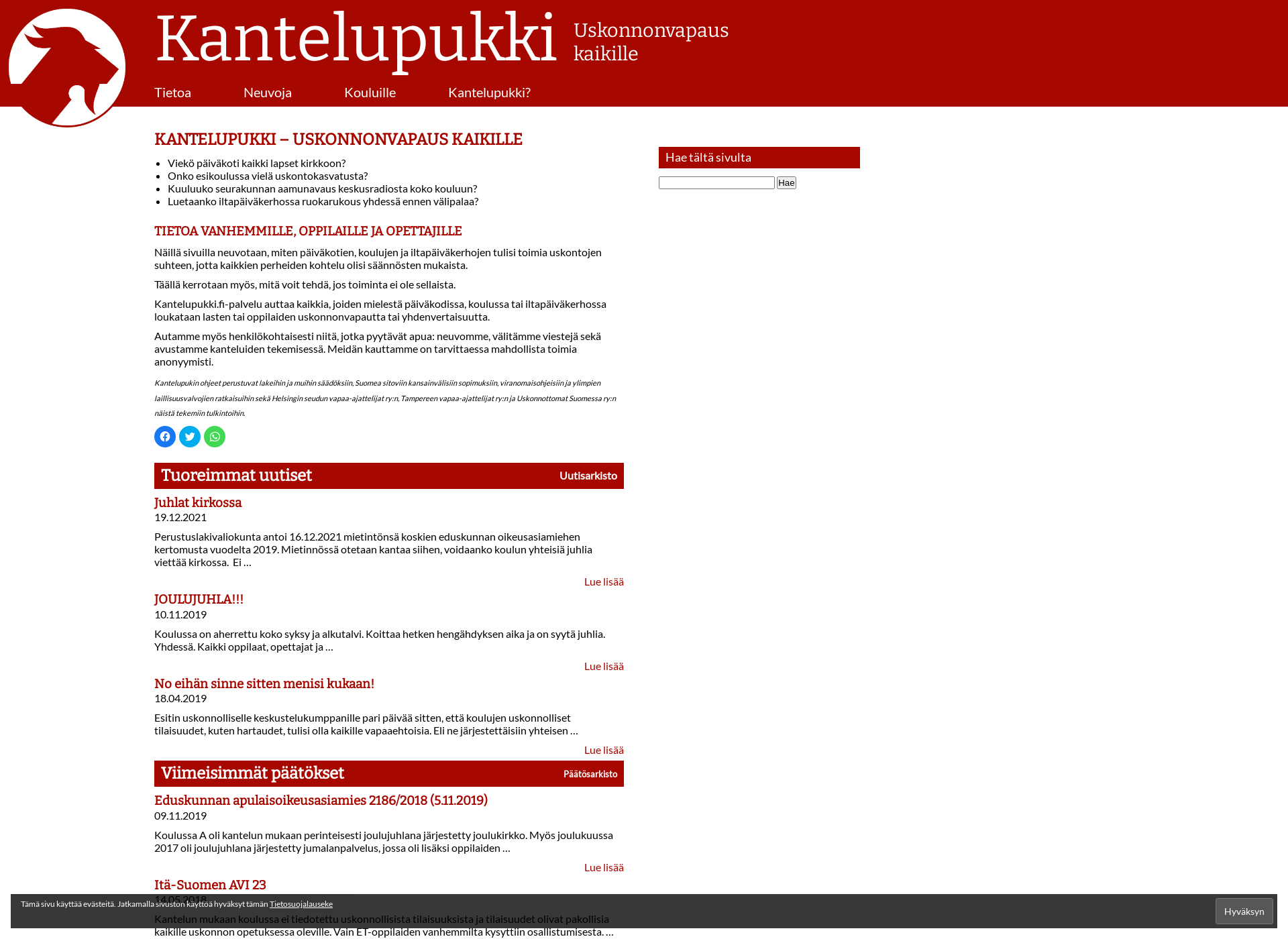 Skärmdump för kantelupukki.fi