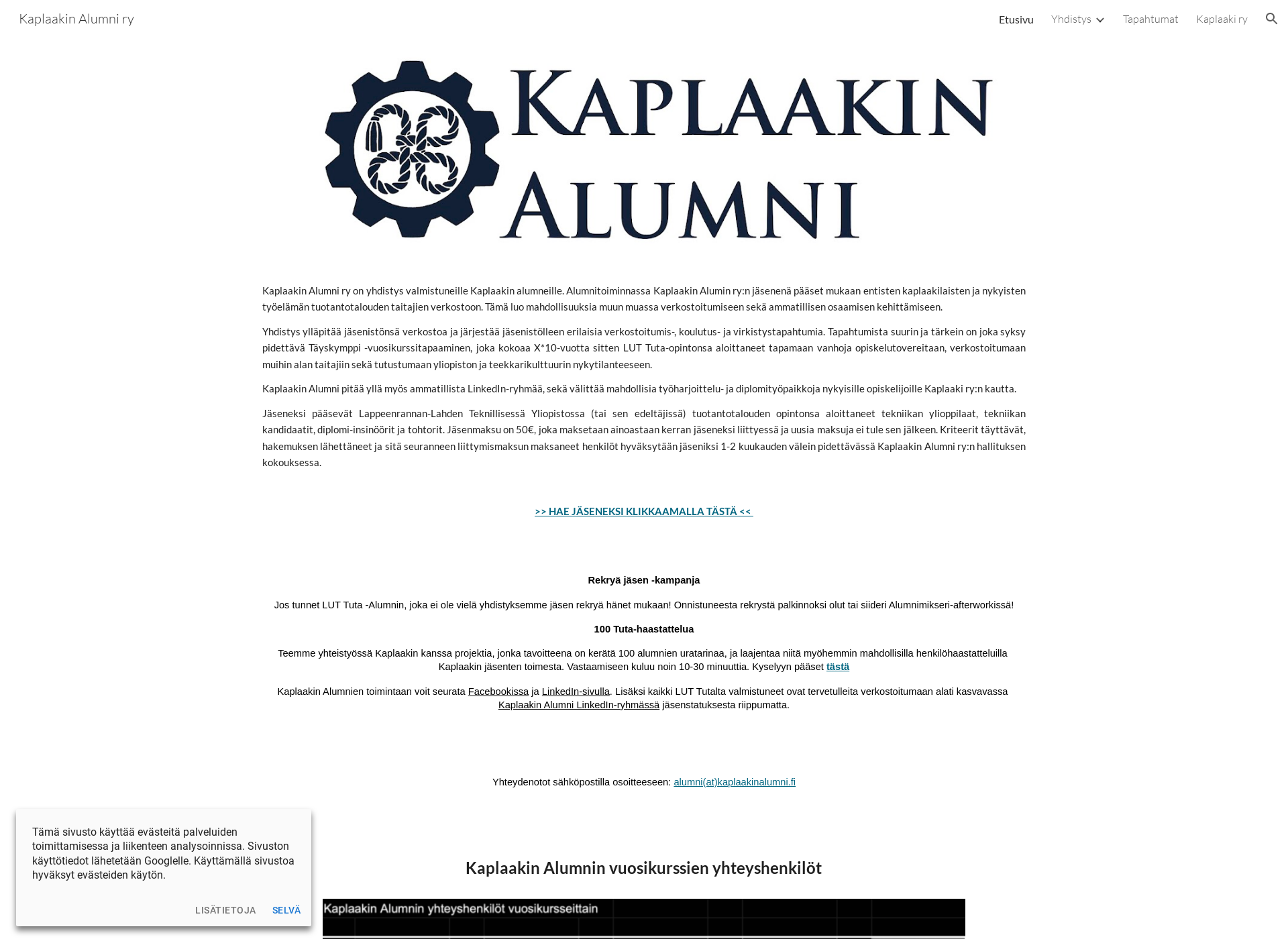 Screenshot for kaplaakinalumni.fi