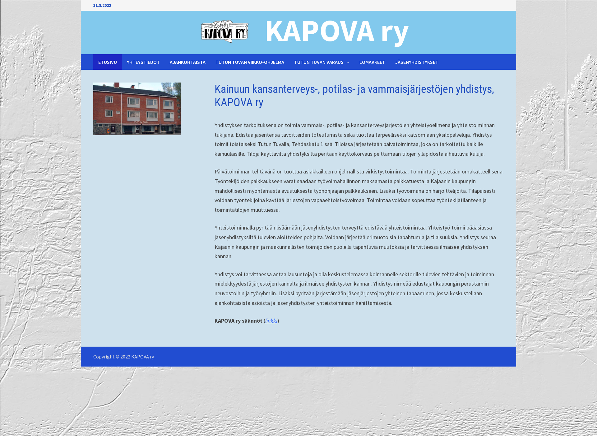 Skärmdump för kapova.fi