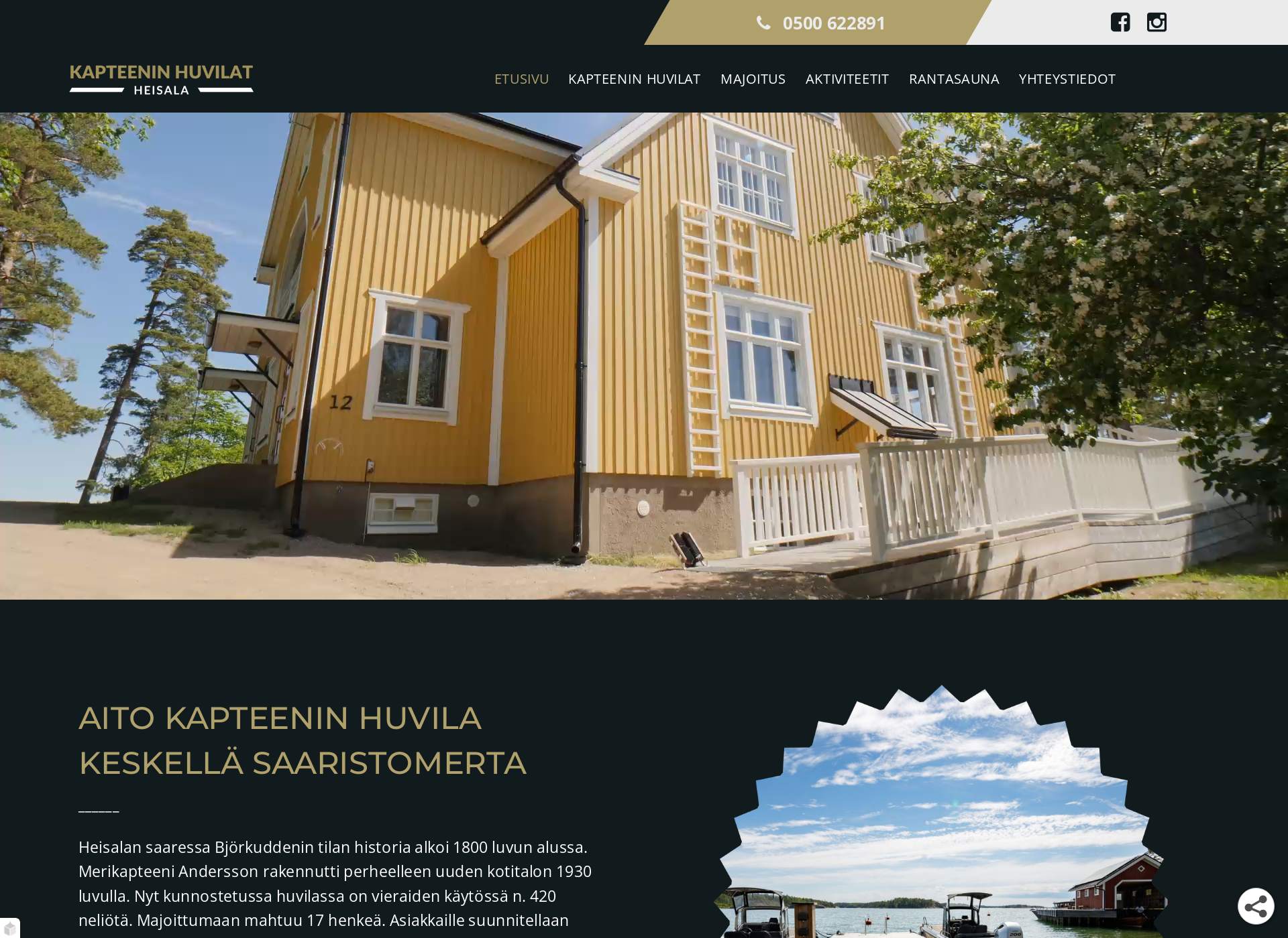 Screenshot for kapteeninhuvilat.fi