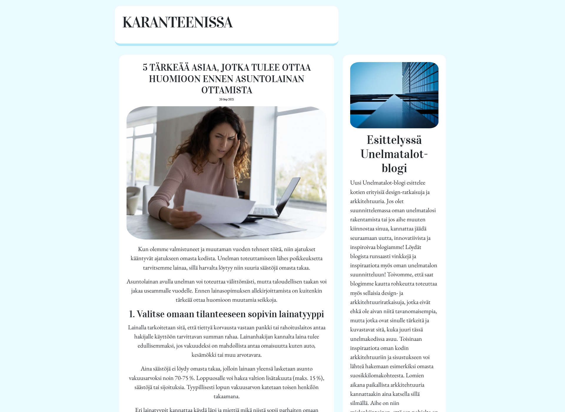 Näyttökuva karanteenissa.fi