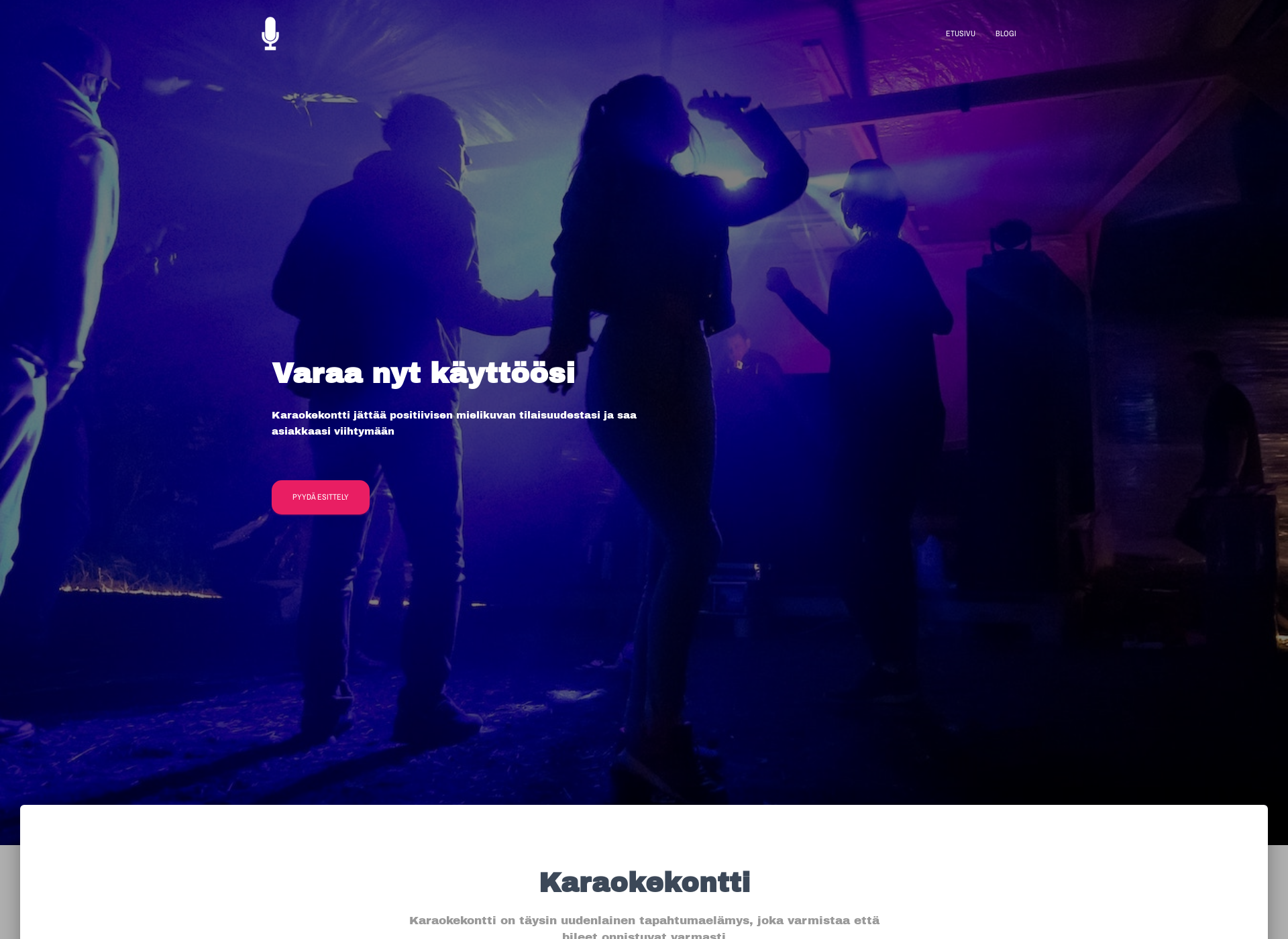 Skärmdump för karaokekontti.fi