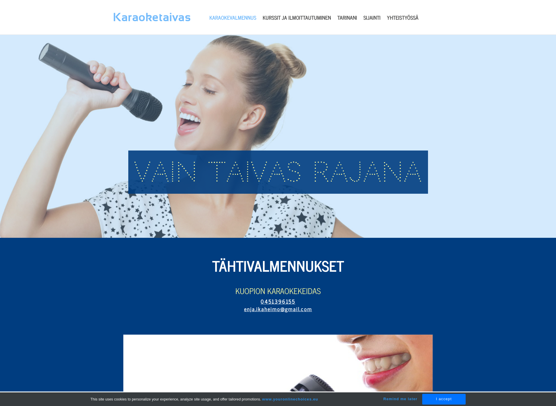 Skärmdump för karaoketaivas.fi