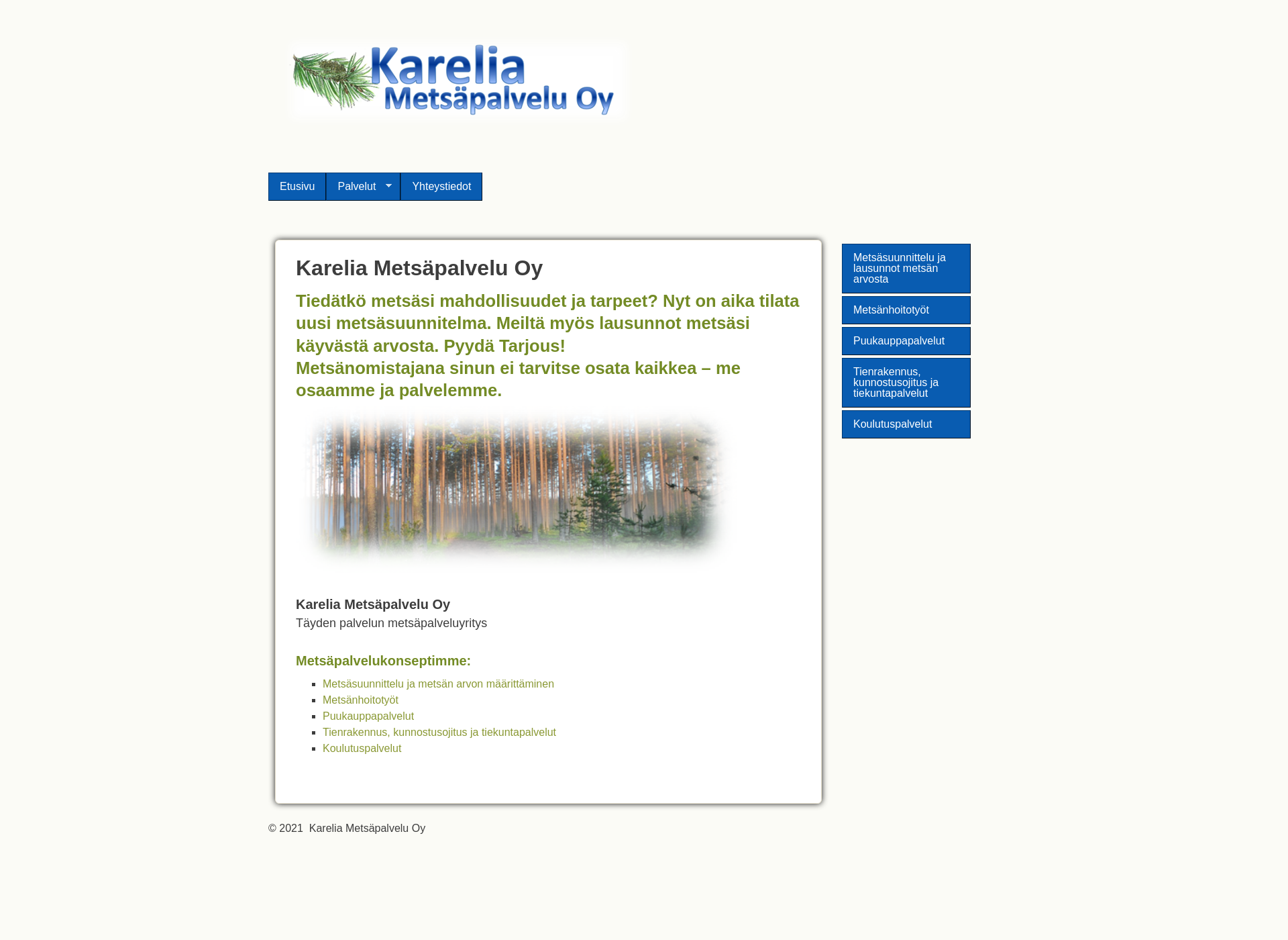 Screenshot for kareliametsa.fi