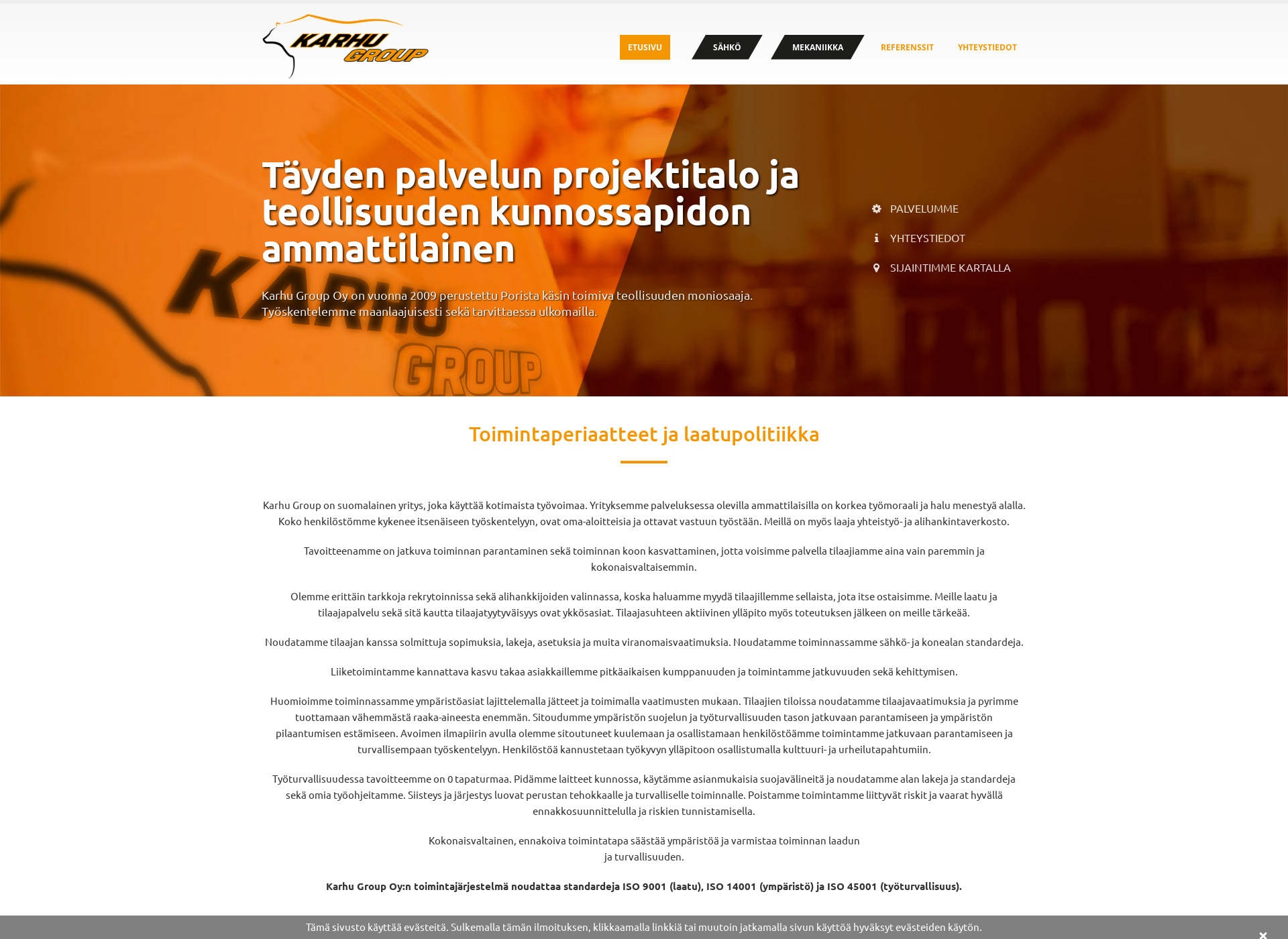 Skärmdump för karhugroup.fi