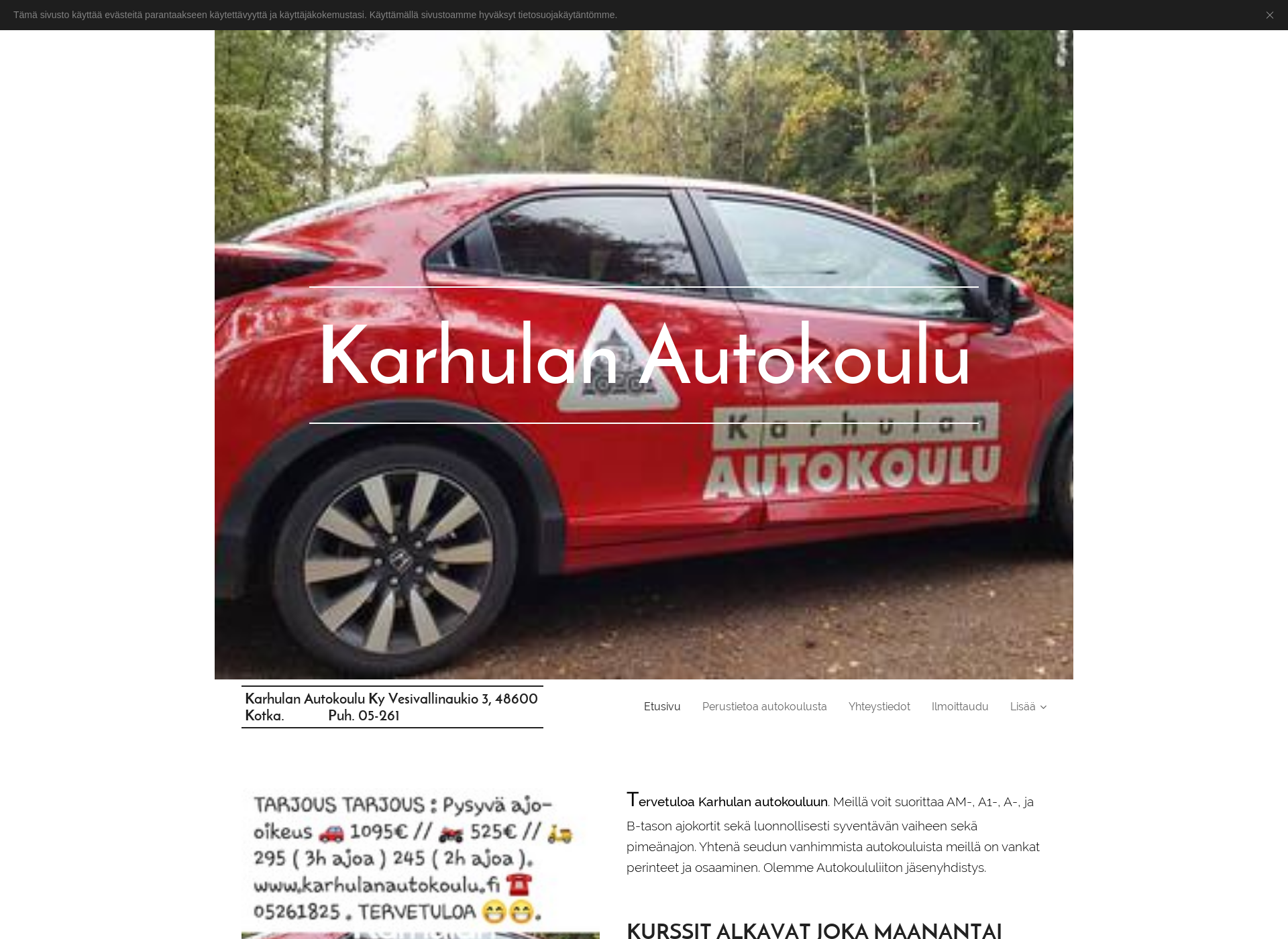 Skärmdump för karhulanautokoulu.fi