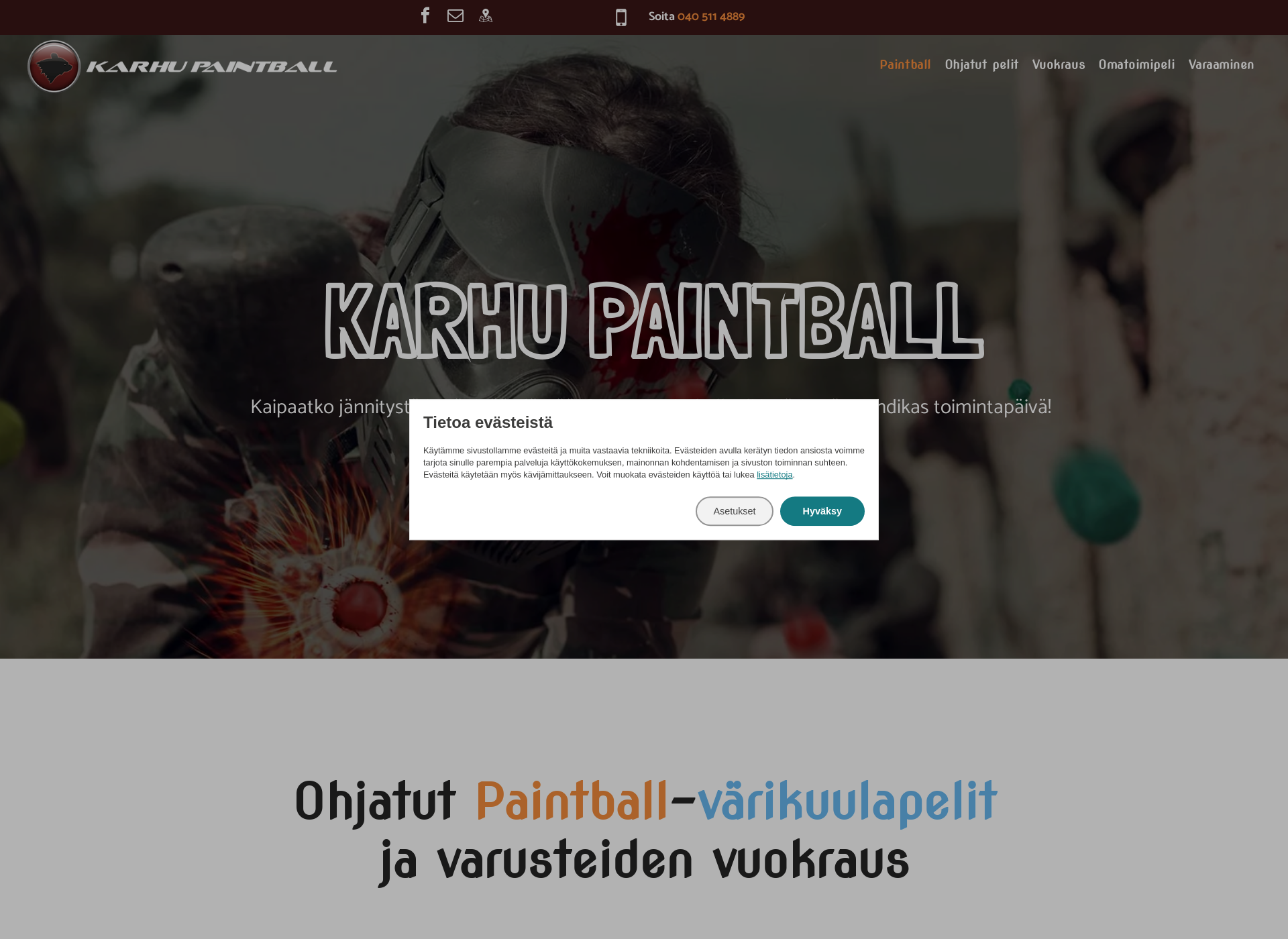 Skärmdump för karhupaintball.fi