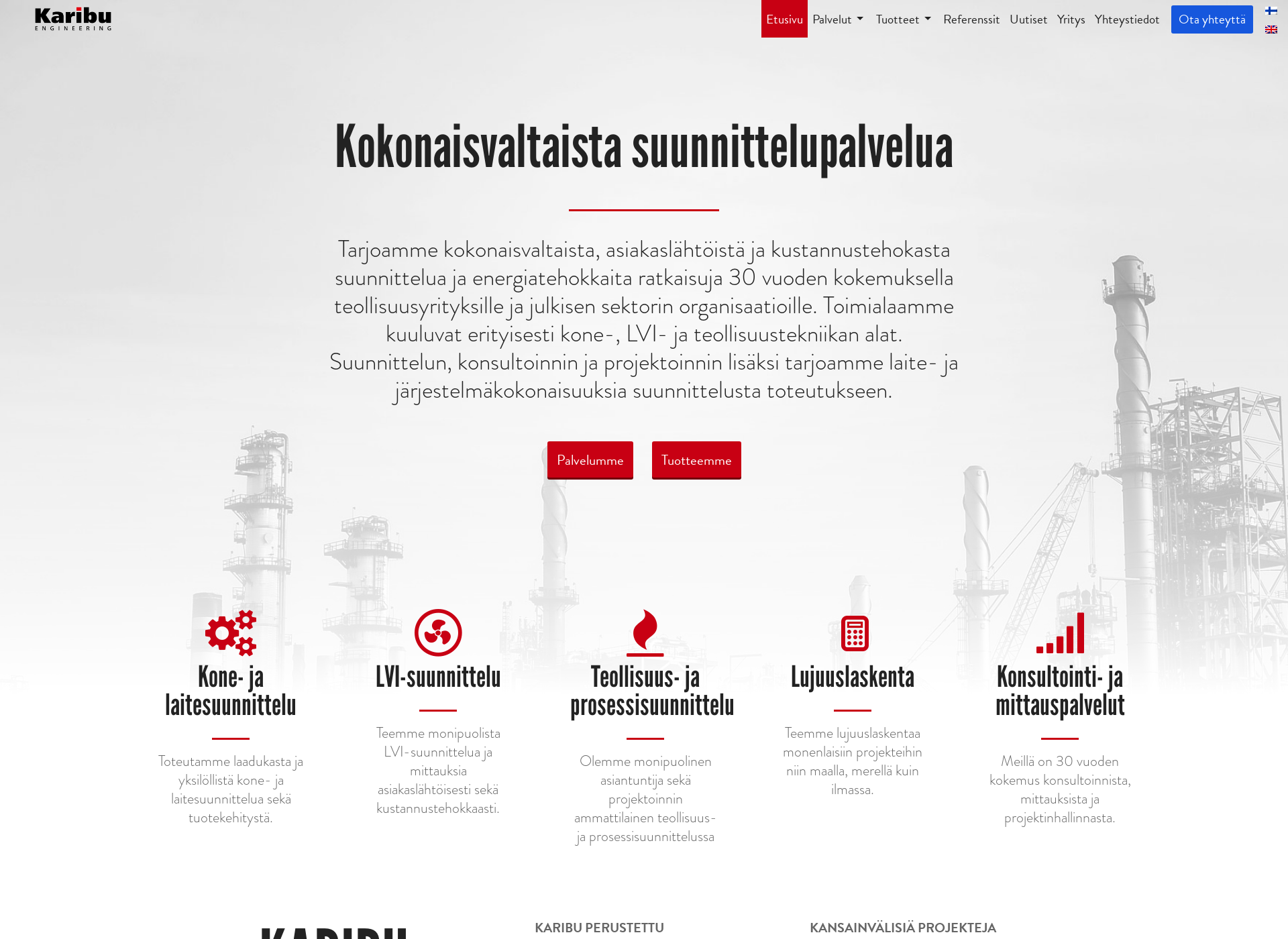 Skärmdump för karibu.fi