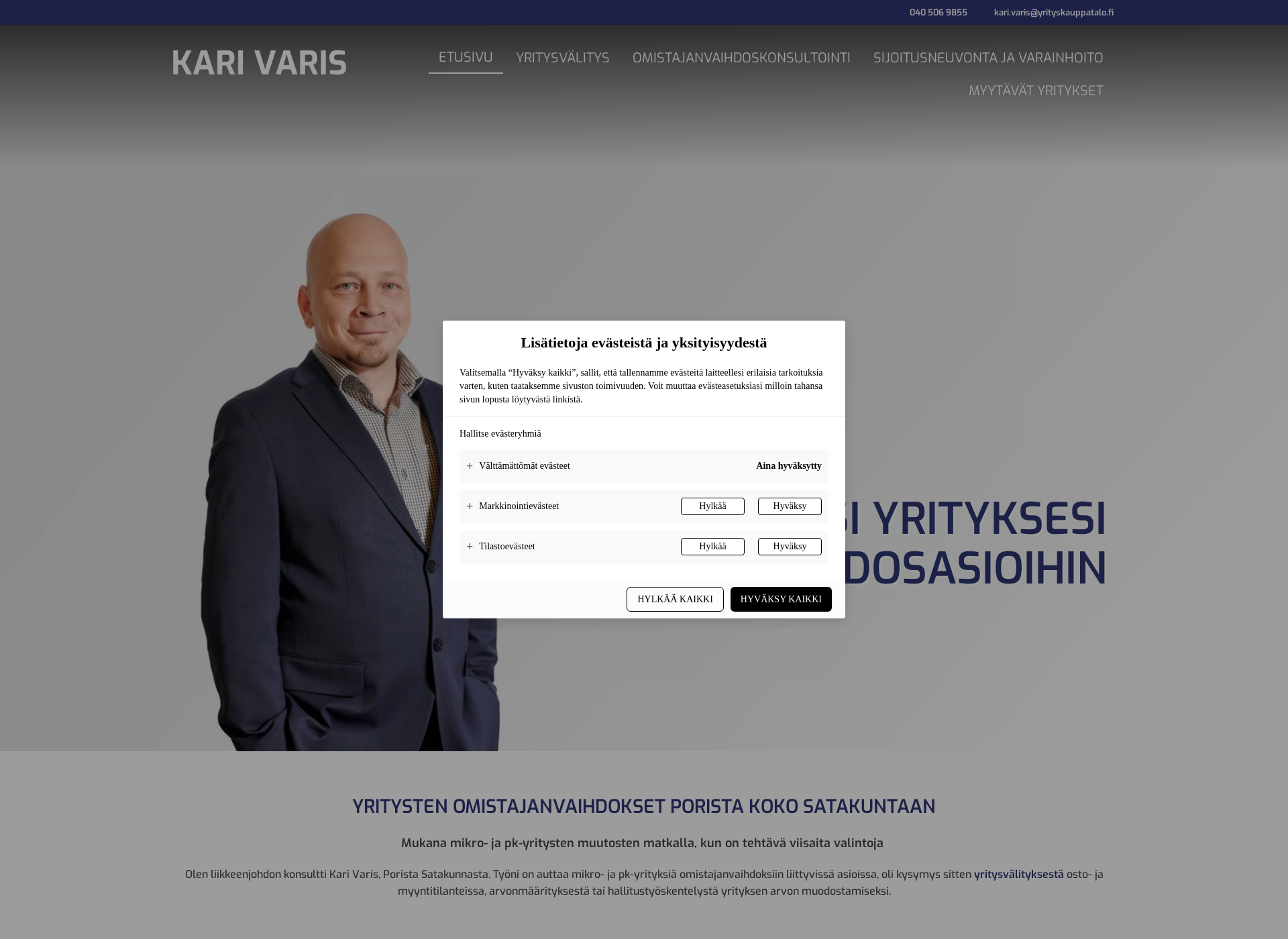 Skärmdump för karivaris.fi