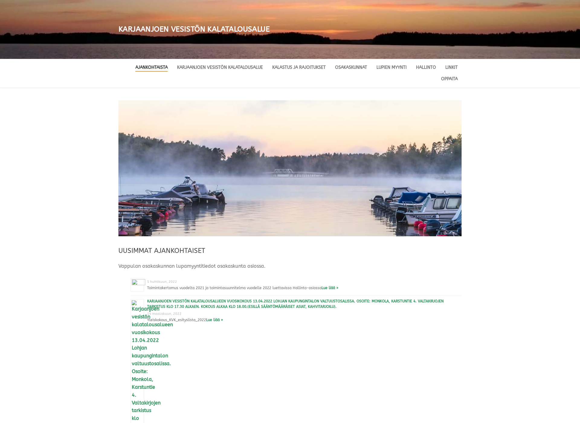 Screenshot for karjaanjoenvesistonkalatalousalue.fi