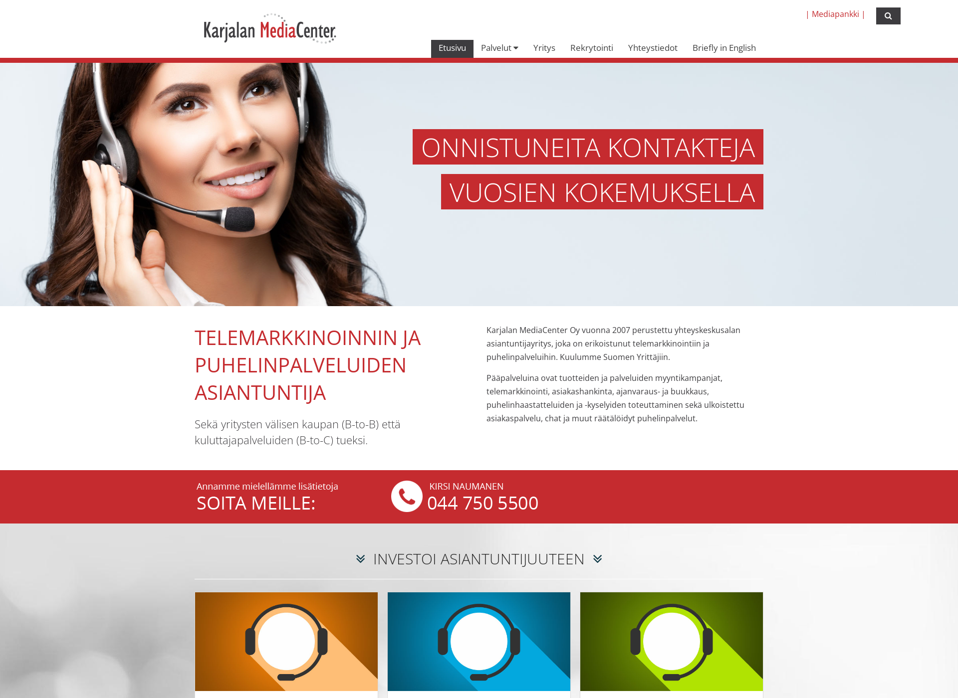 Skärmdump för karjalamc.fi
