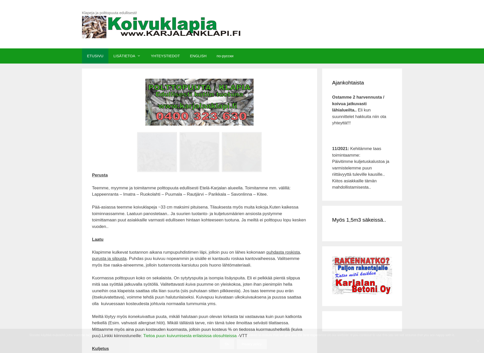 Screenshot for karjalanklapi.fi
