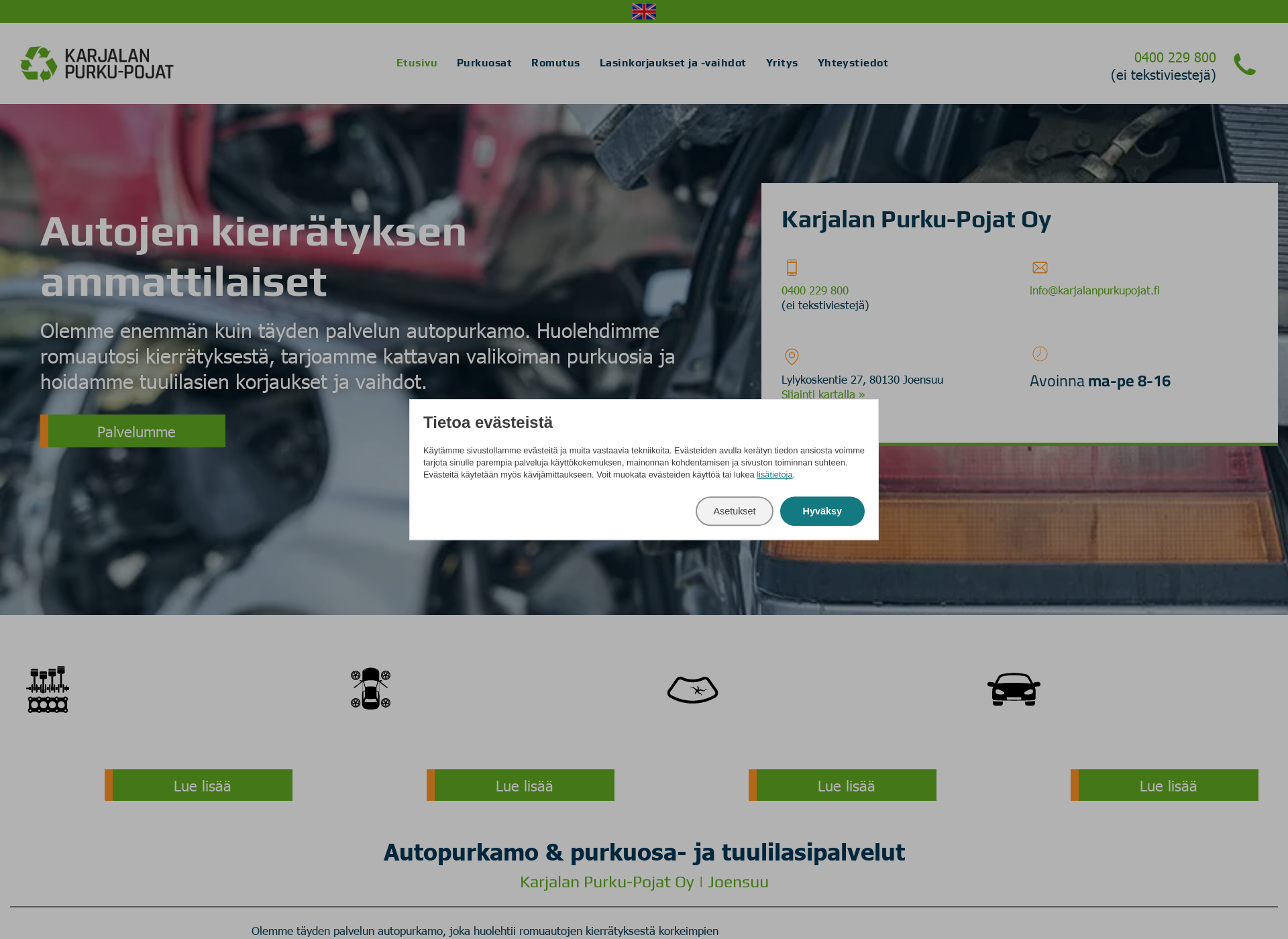 Screenshot for karjalanpurkupojat.fi