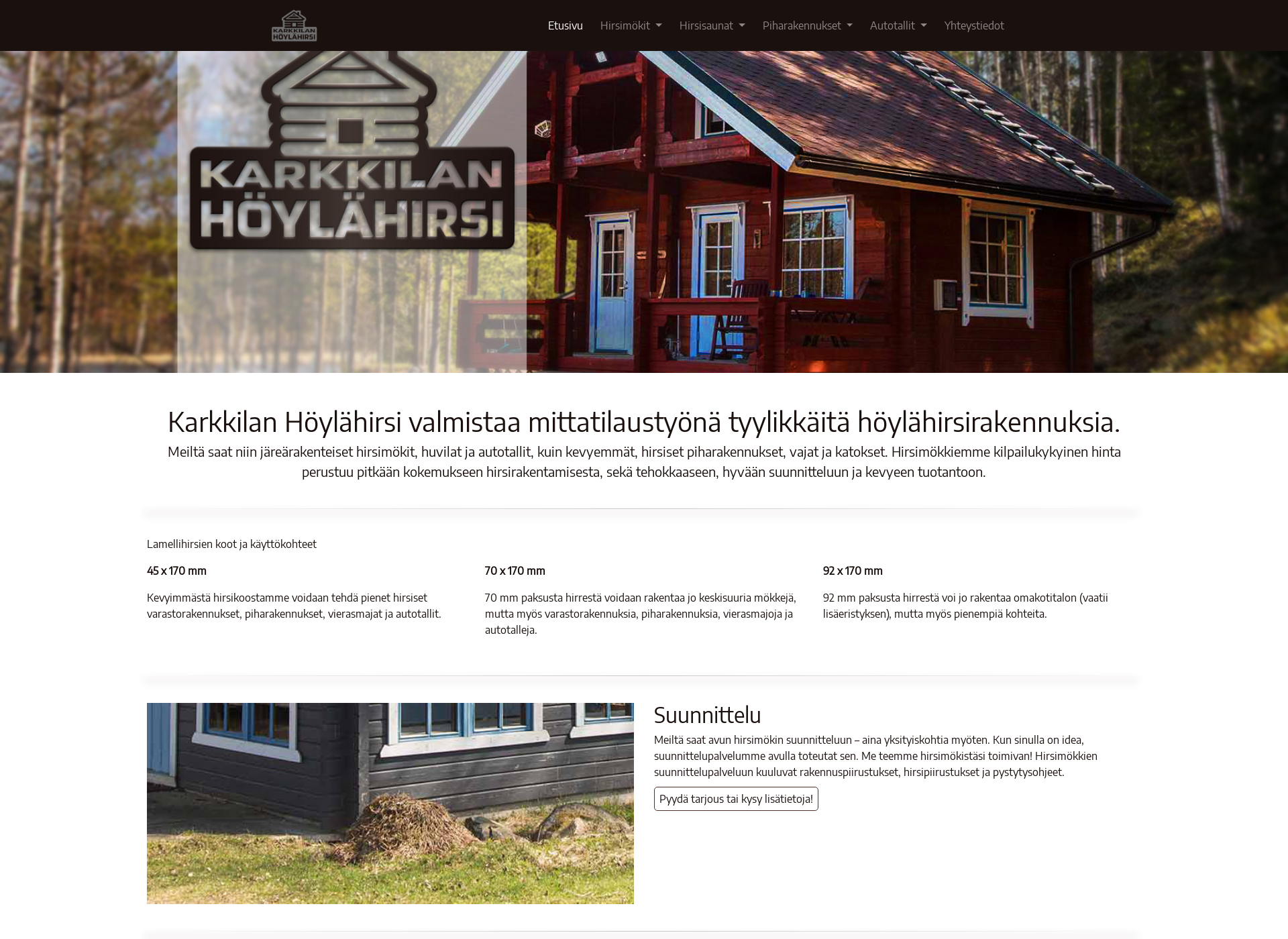 Skärmdump för karkkilanhoylahirsi.fi