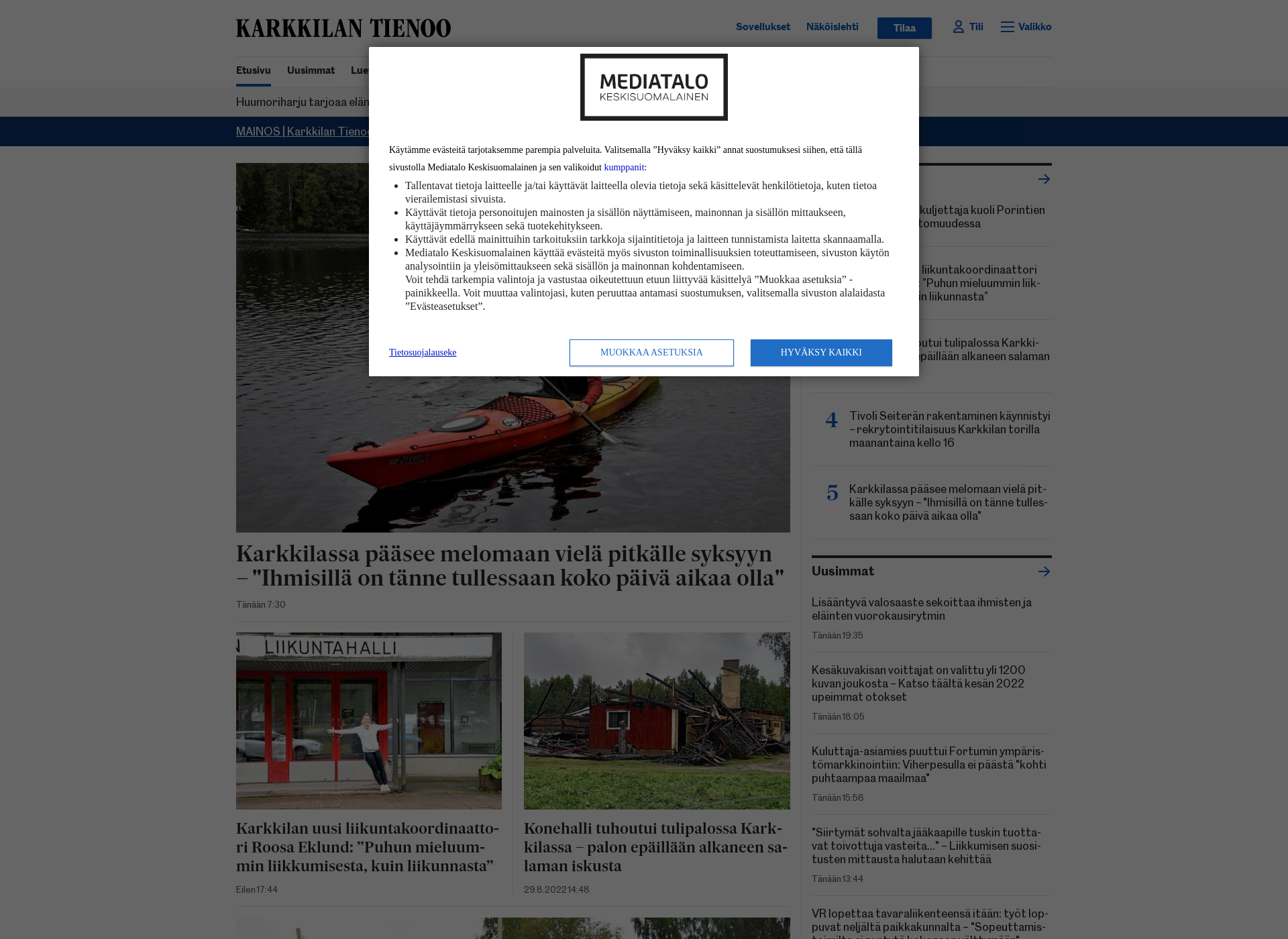 Skärmdump för karkkilantienoo.fi