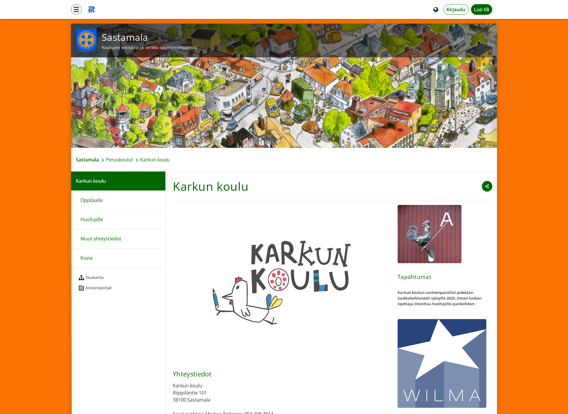 Skärmdump för karkunkoulu.fi