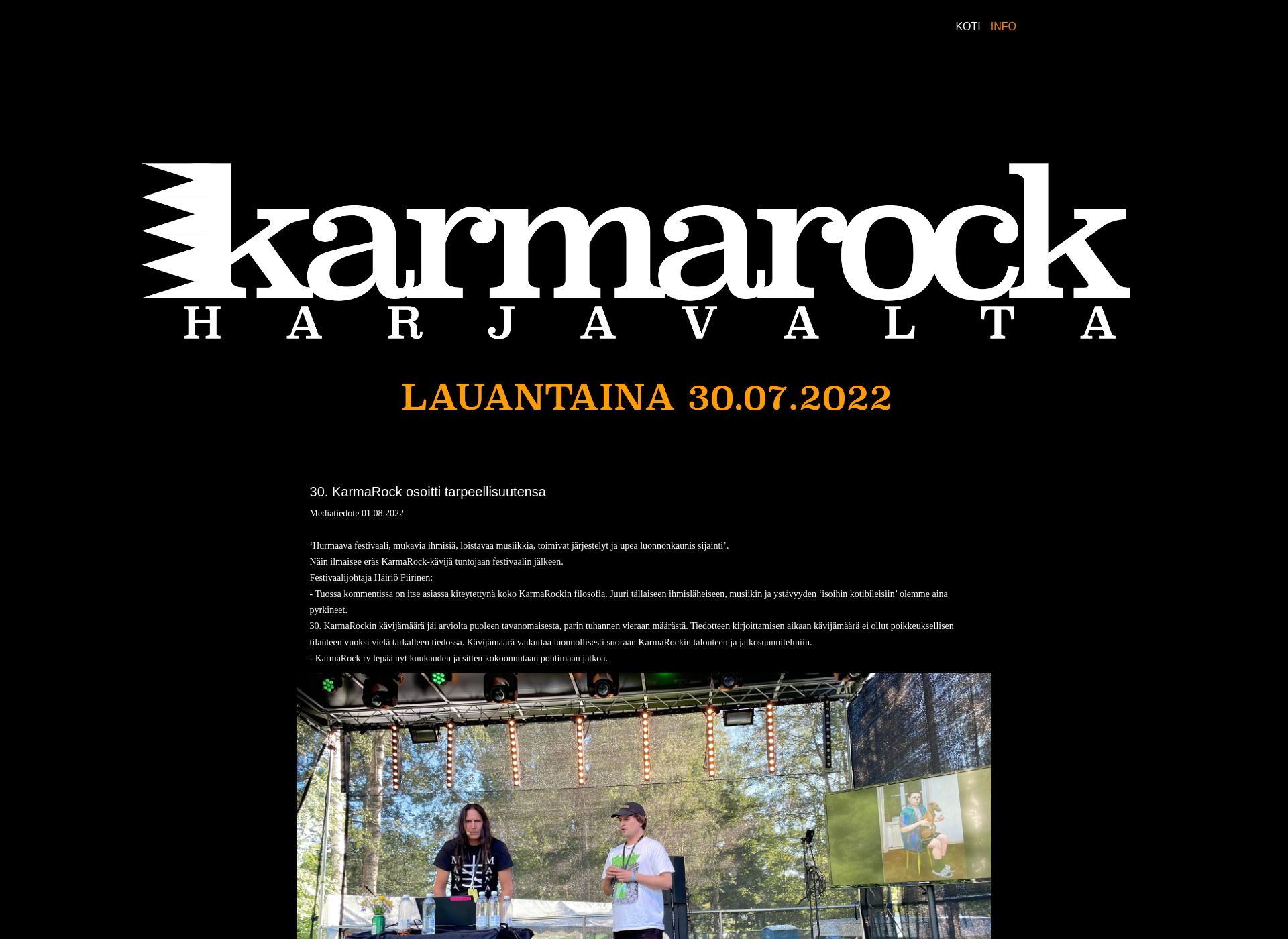 Skärmdump för karmarock.fi