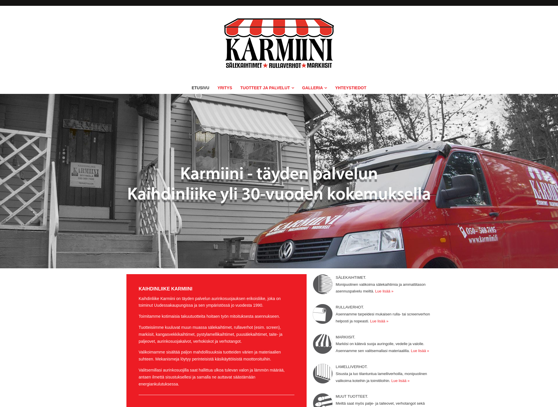 Skärmdump för karmiini.fi