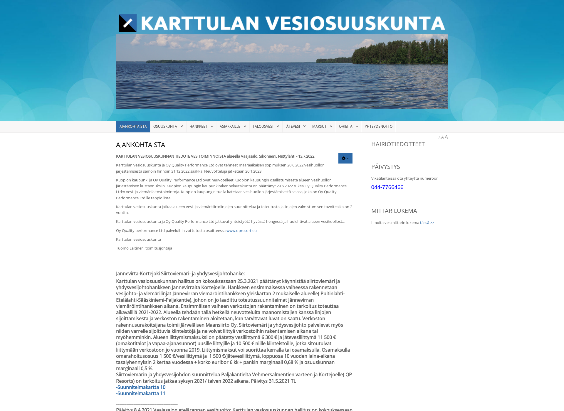 Näyttökuva karttulanvesiosuuskunta.fi
