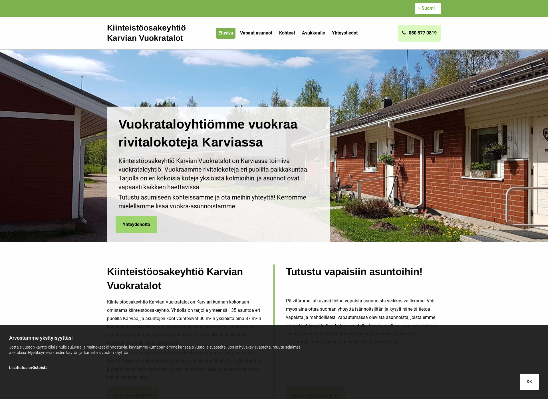 Screenshot for karvianvuokratalot.fi
