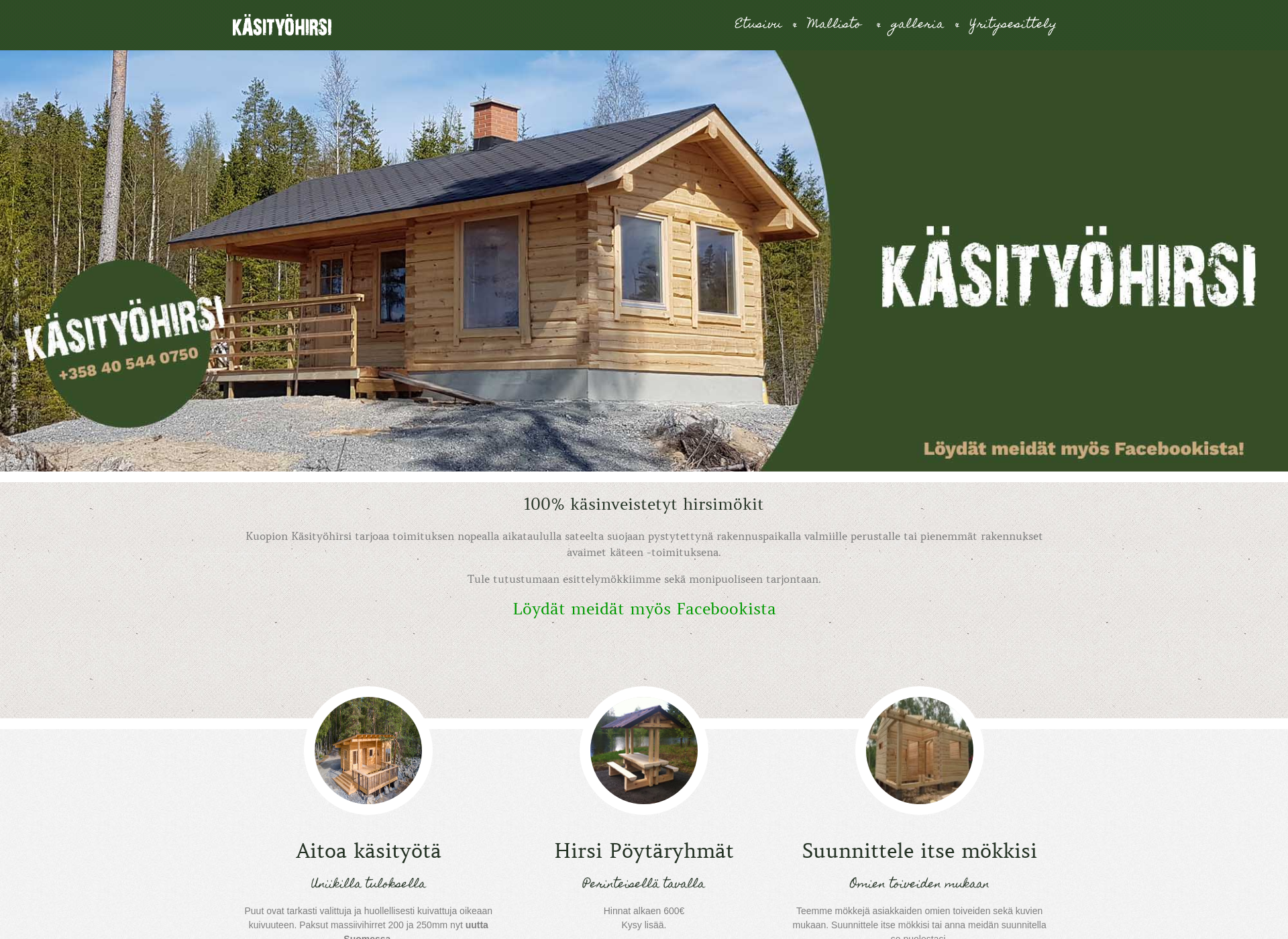 Skärmdump för kasityohirsi.fi