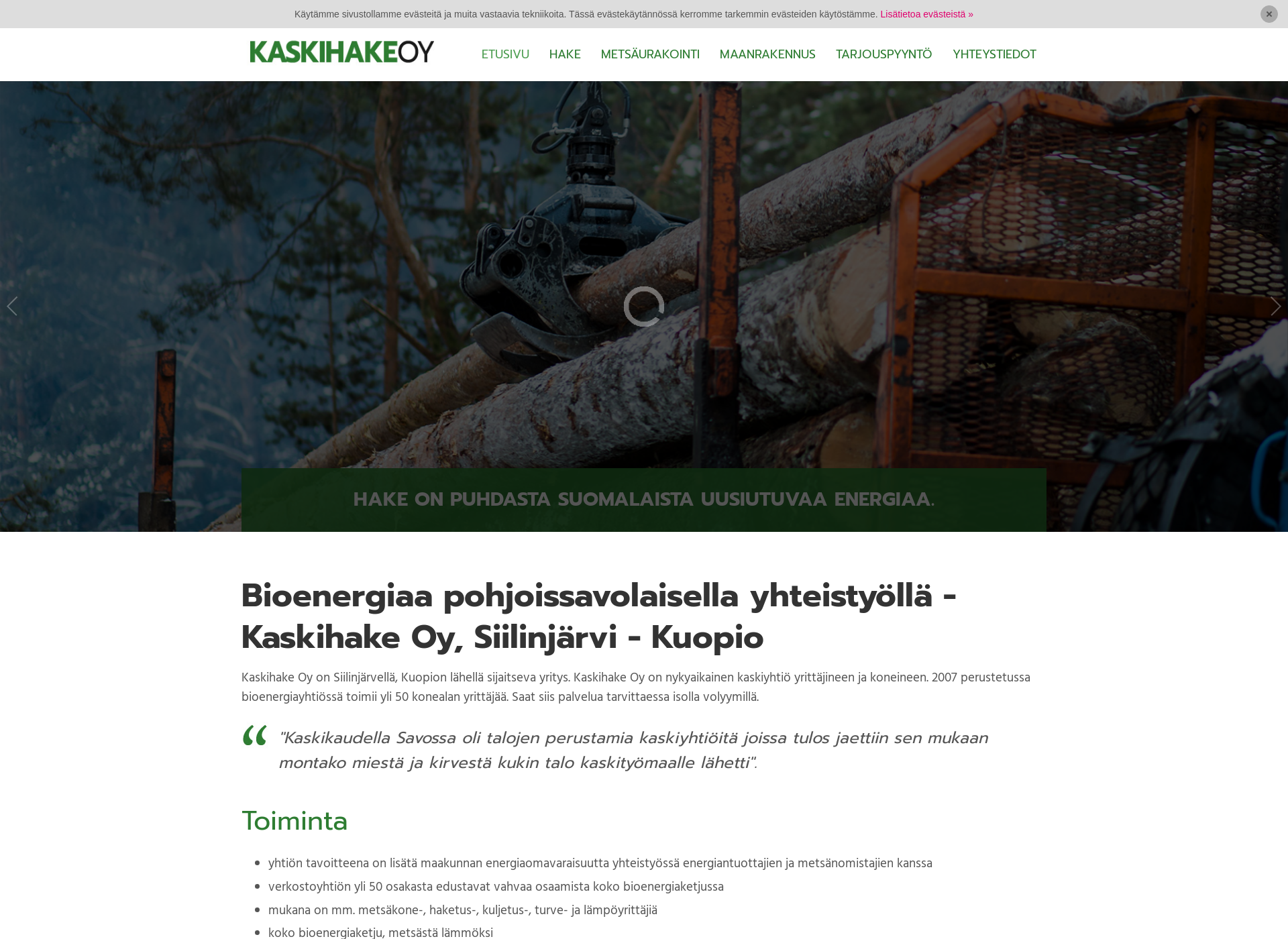 Skärmdump för kaskihake.fi